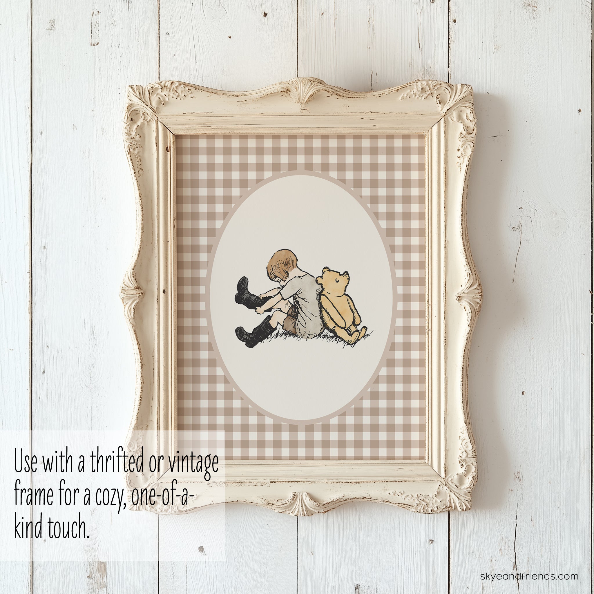Classic Winnie-the-Pooh Nursery Print in Sage Green and Other Neutral Colors - A Grand Adventure!
