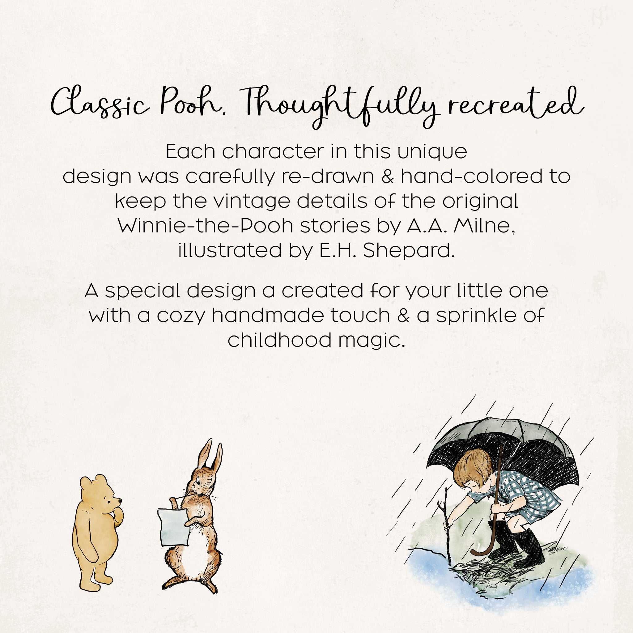 Classic Winnie-the-Pooh Nursery Print with Sage Green Border & Other Colors - Oh Joy!