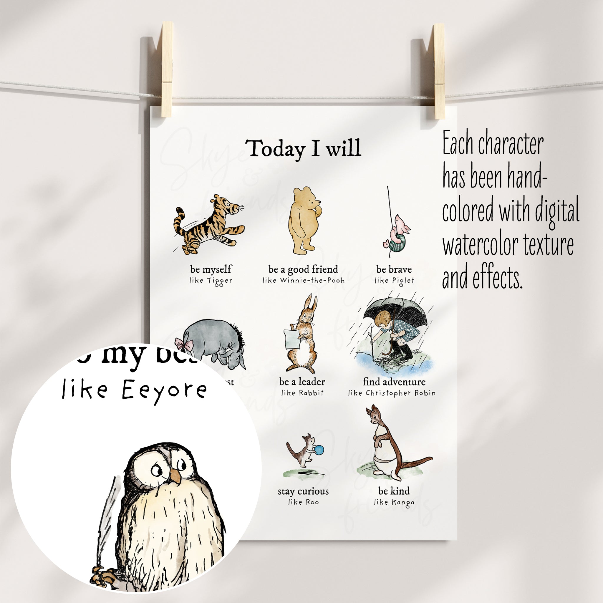 Winnie-the-Pooh Positive Affirmations Nursery Wall Art