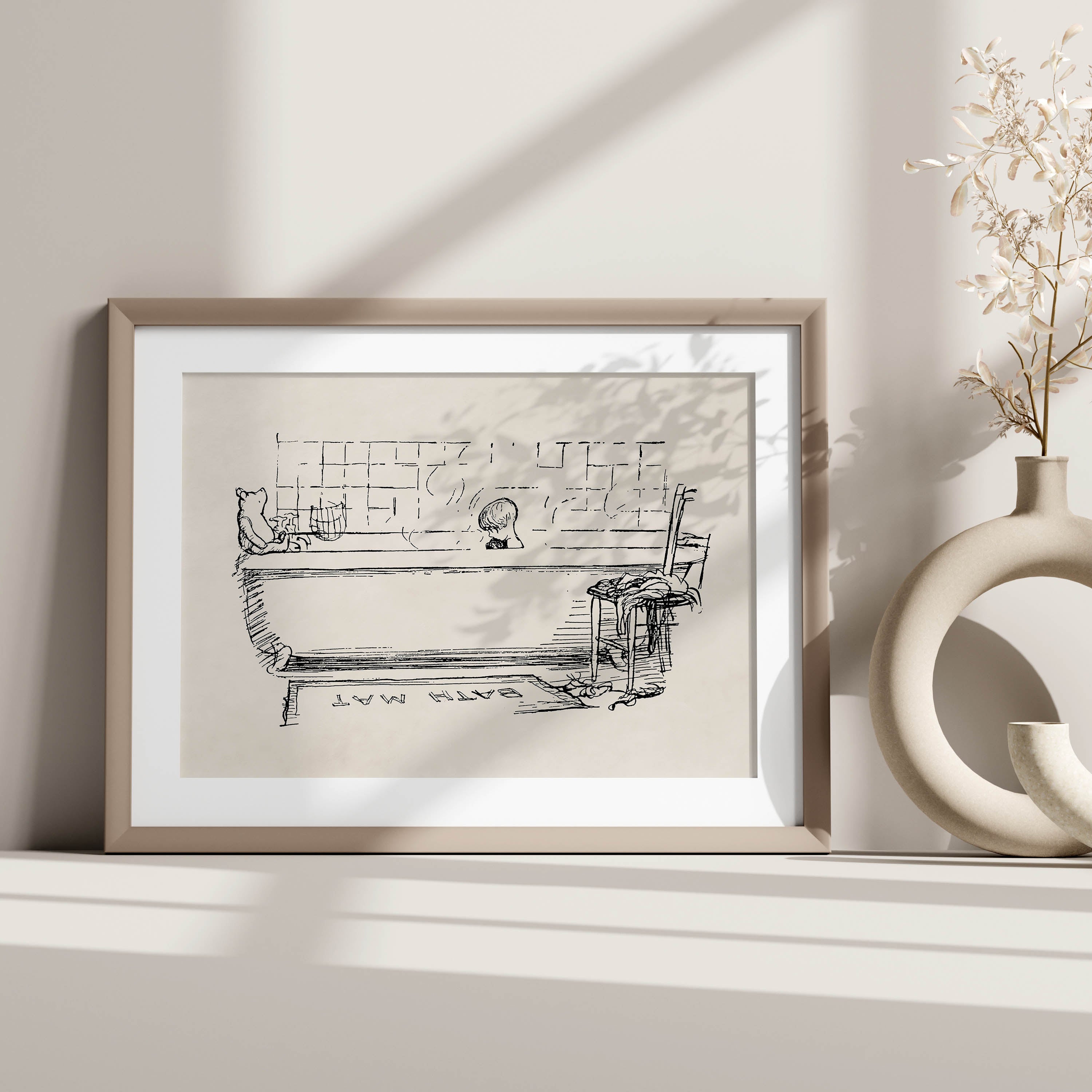 A Winnie-the-Pooh children's print for the bathroom