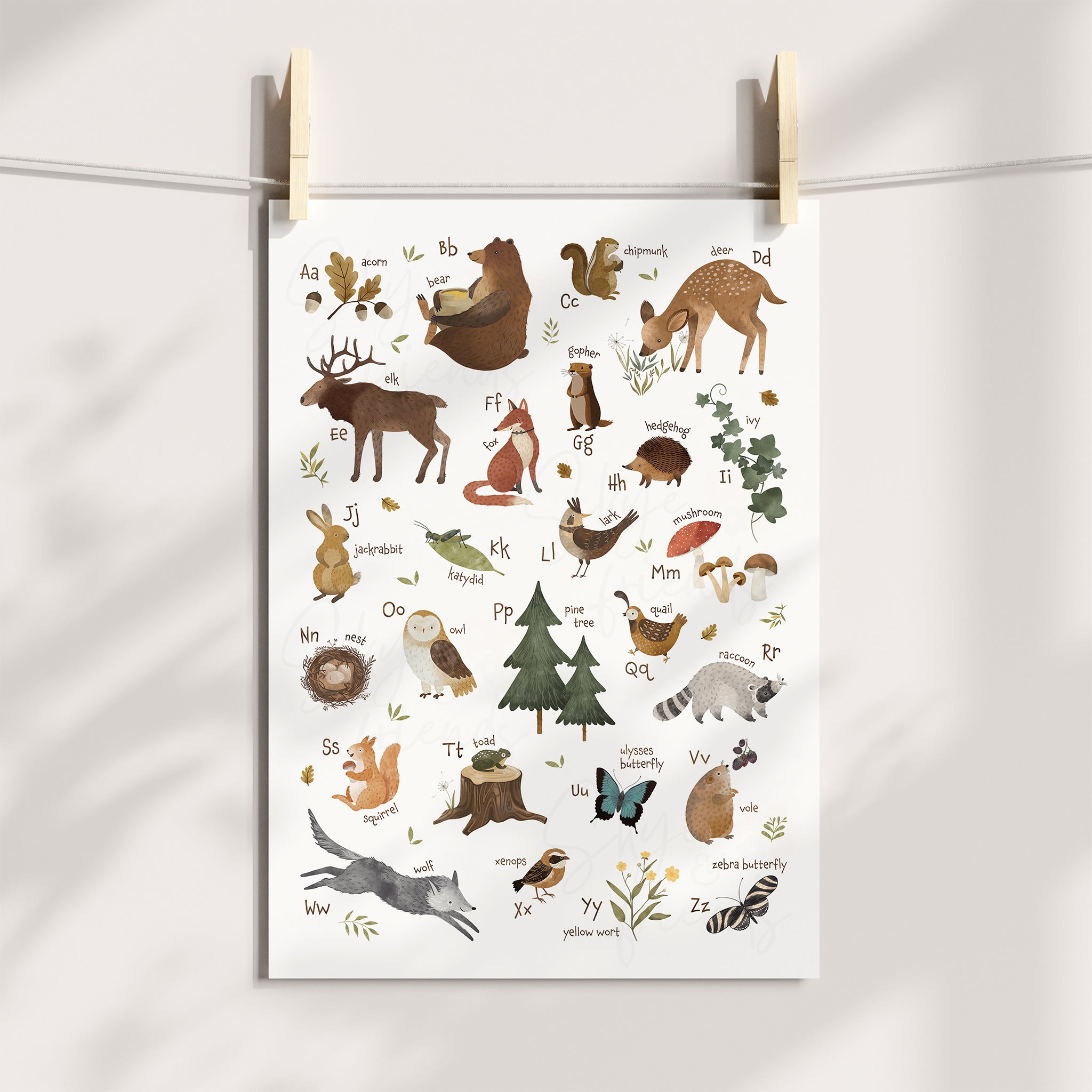 Woodland Themed Nursery Alphabet Wall Art