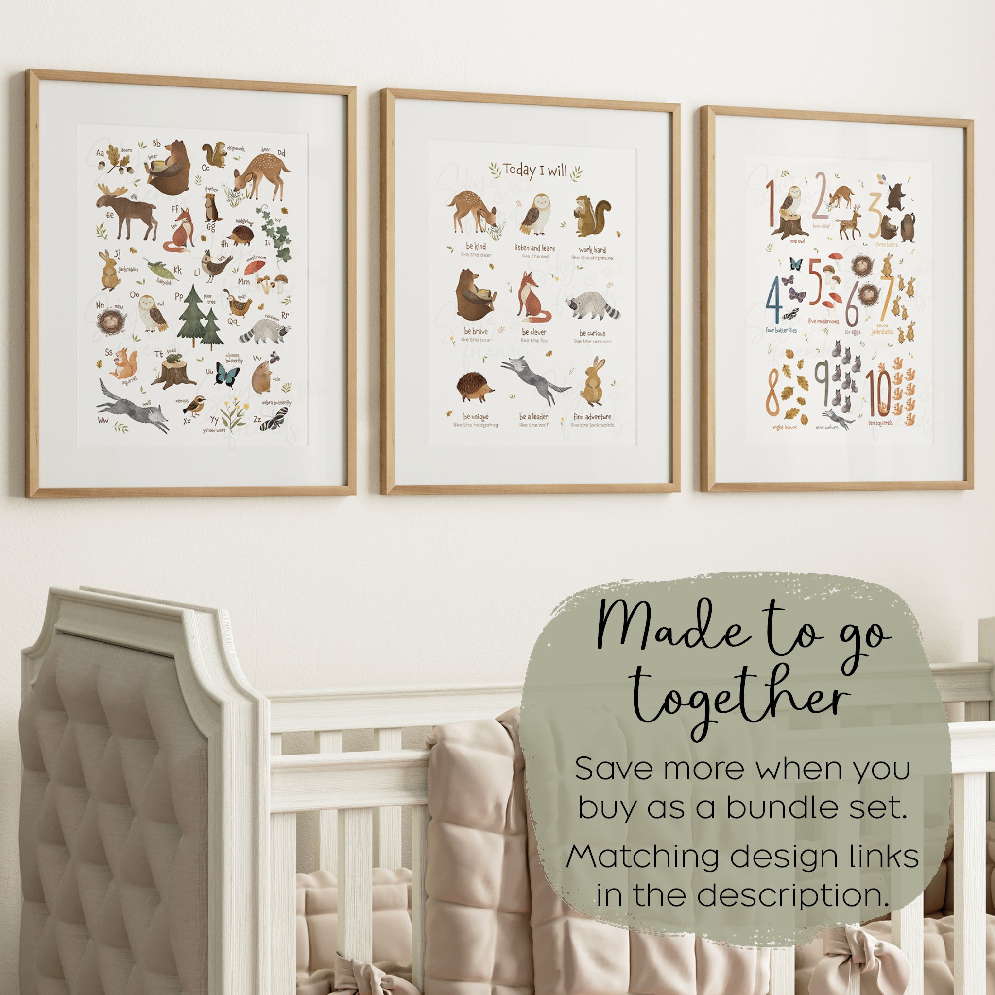 Woodland Themed Nursery Alphabet Wall Art