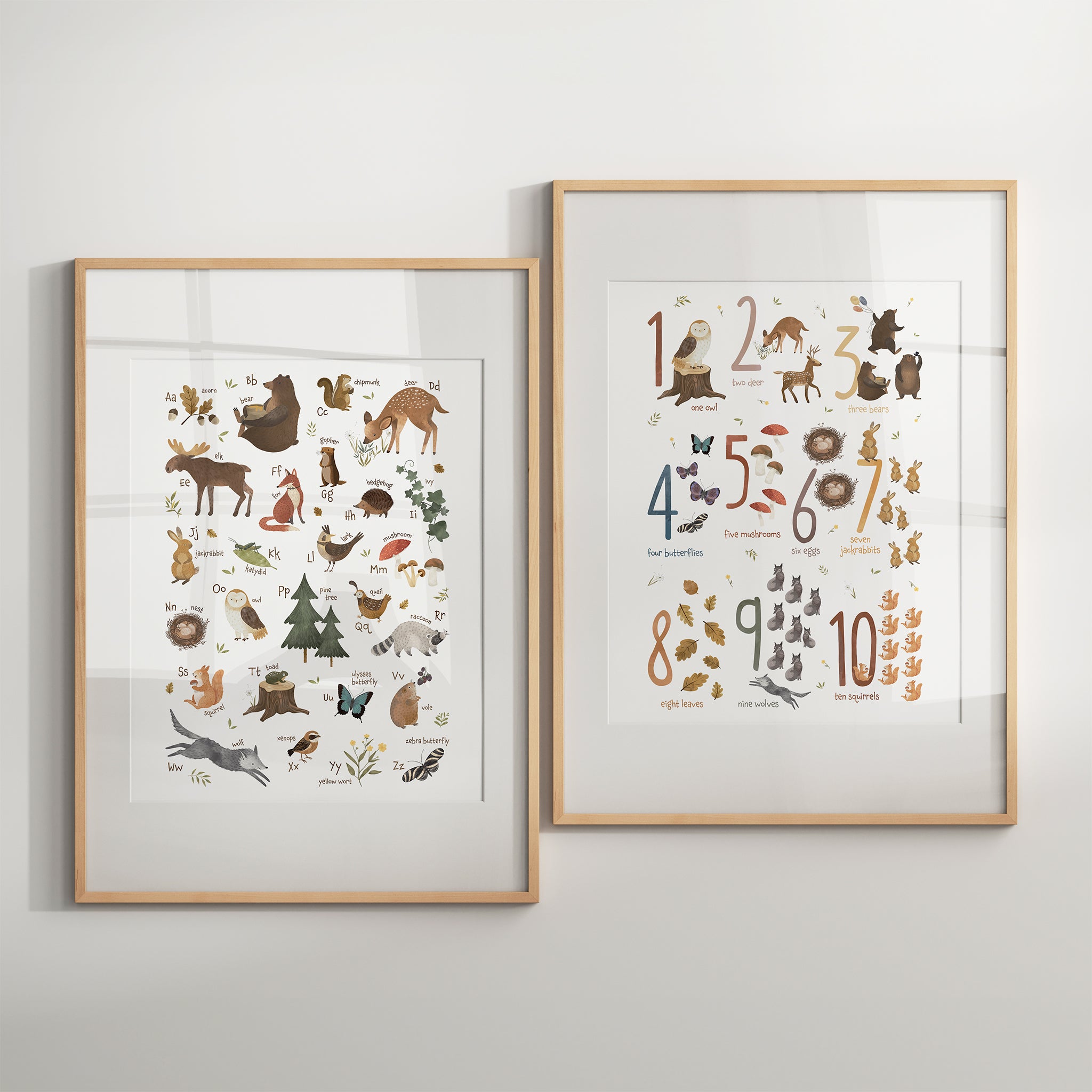 Nursery Woodland Creatures Counting Poster, Numbers 1-10
