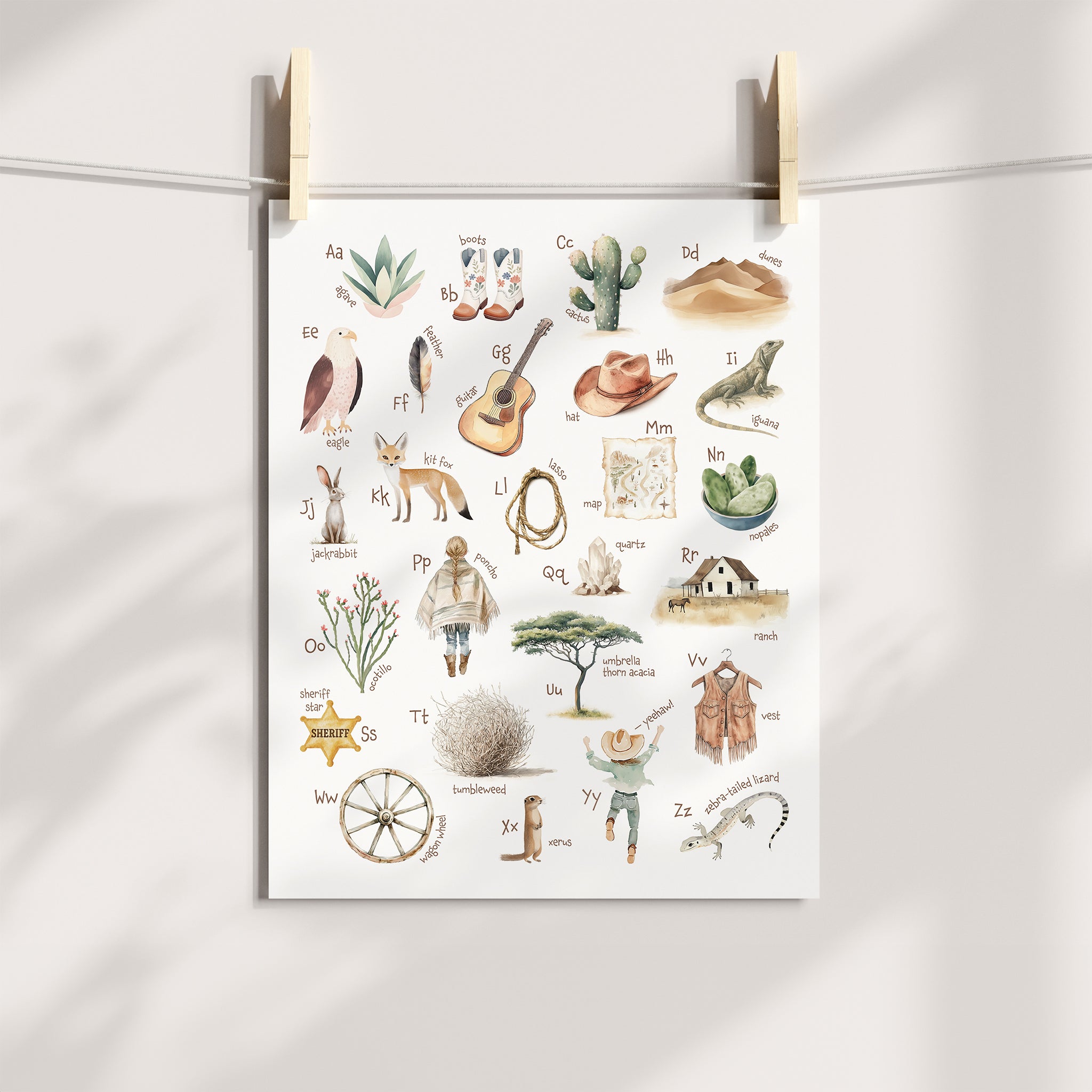 Cowgirl Nursery Alphabet Print