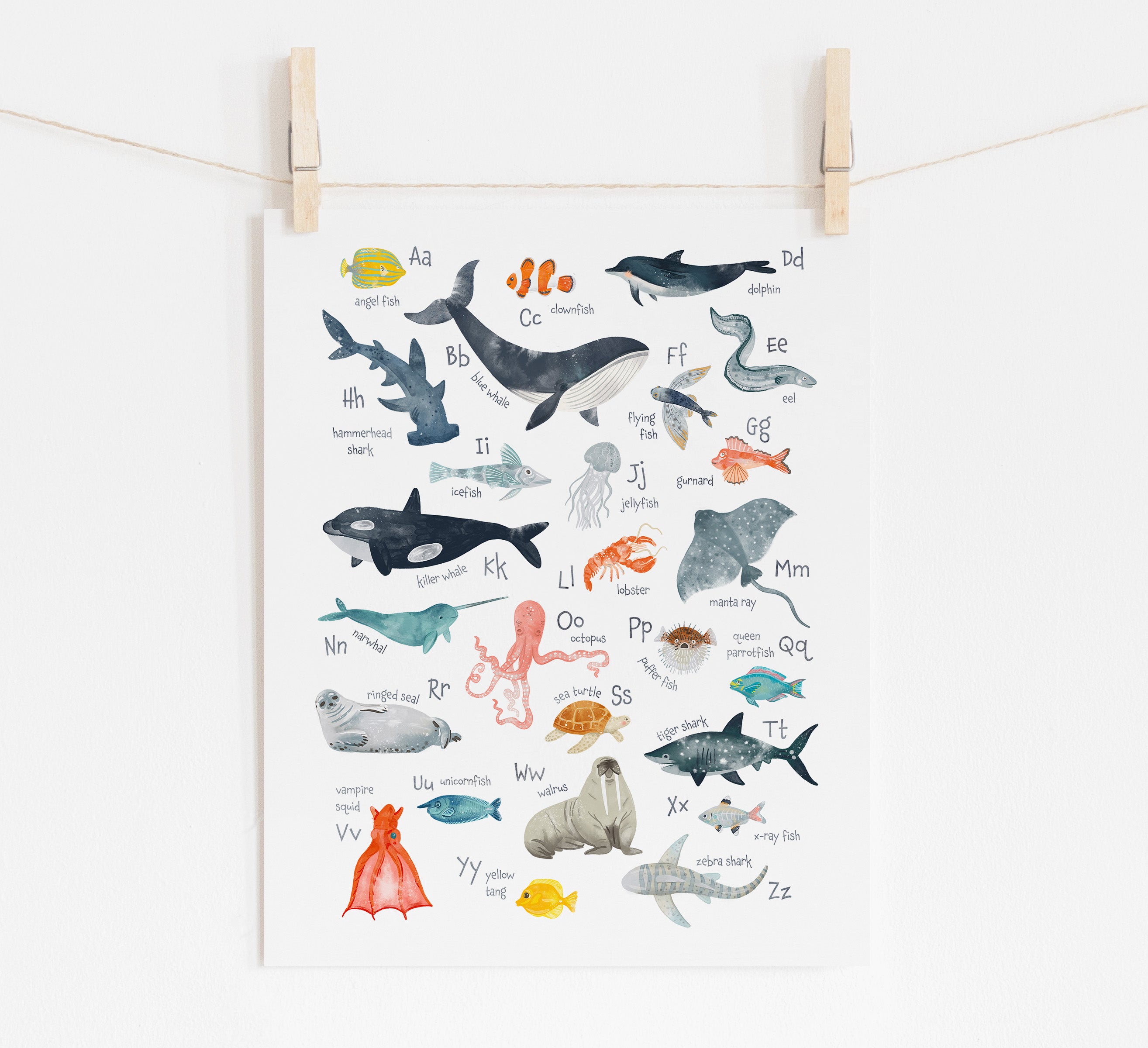 Ocean Animals Nursery Prints Bundle Set