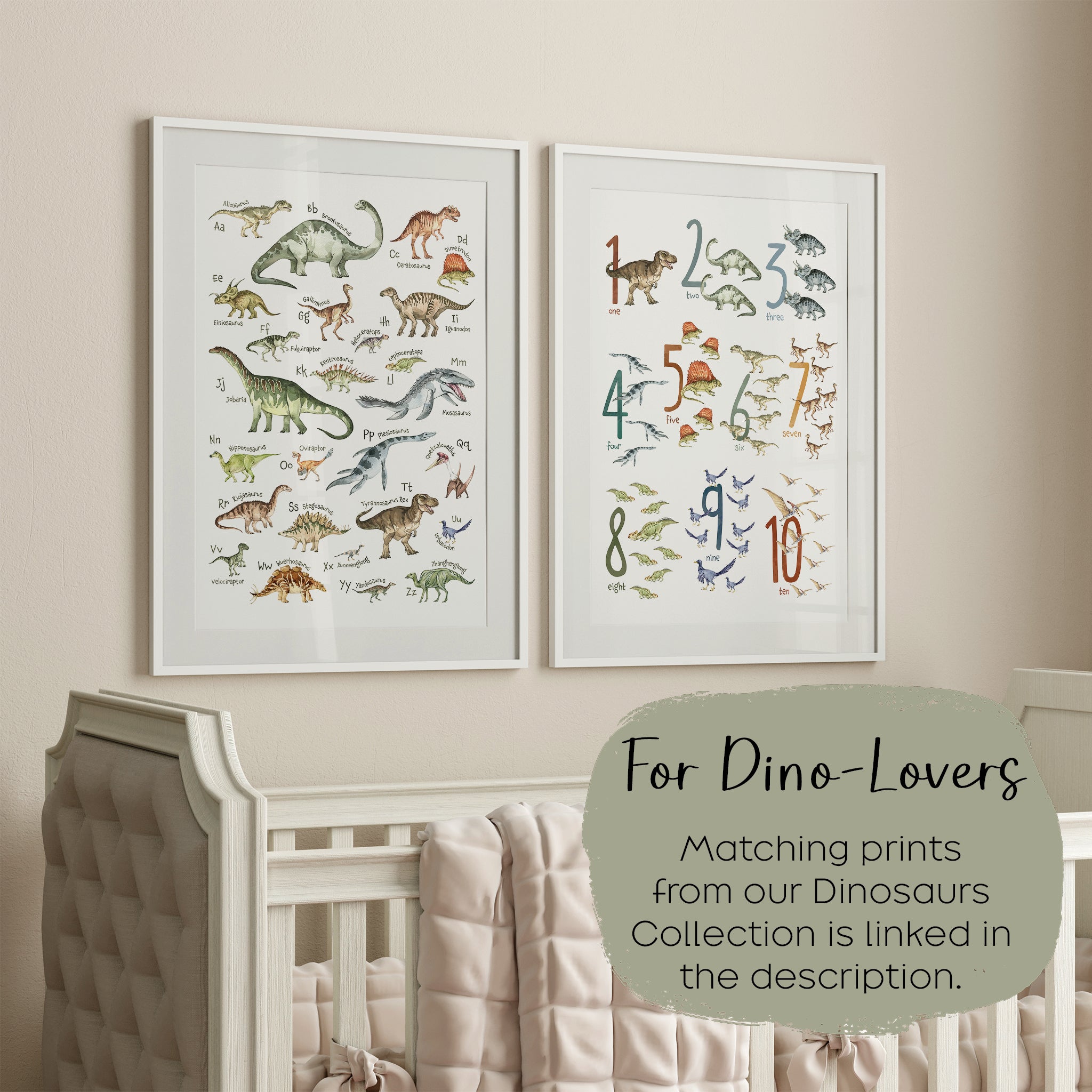 Dinosaurs Monogram Nursery Art - Sienna