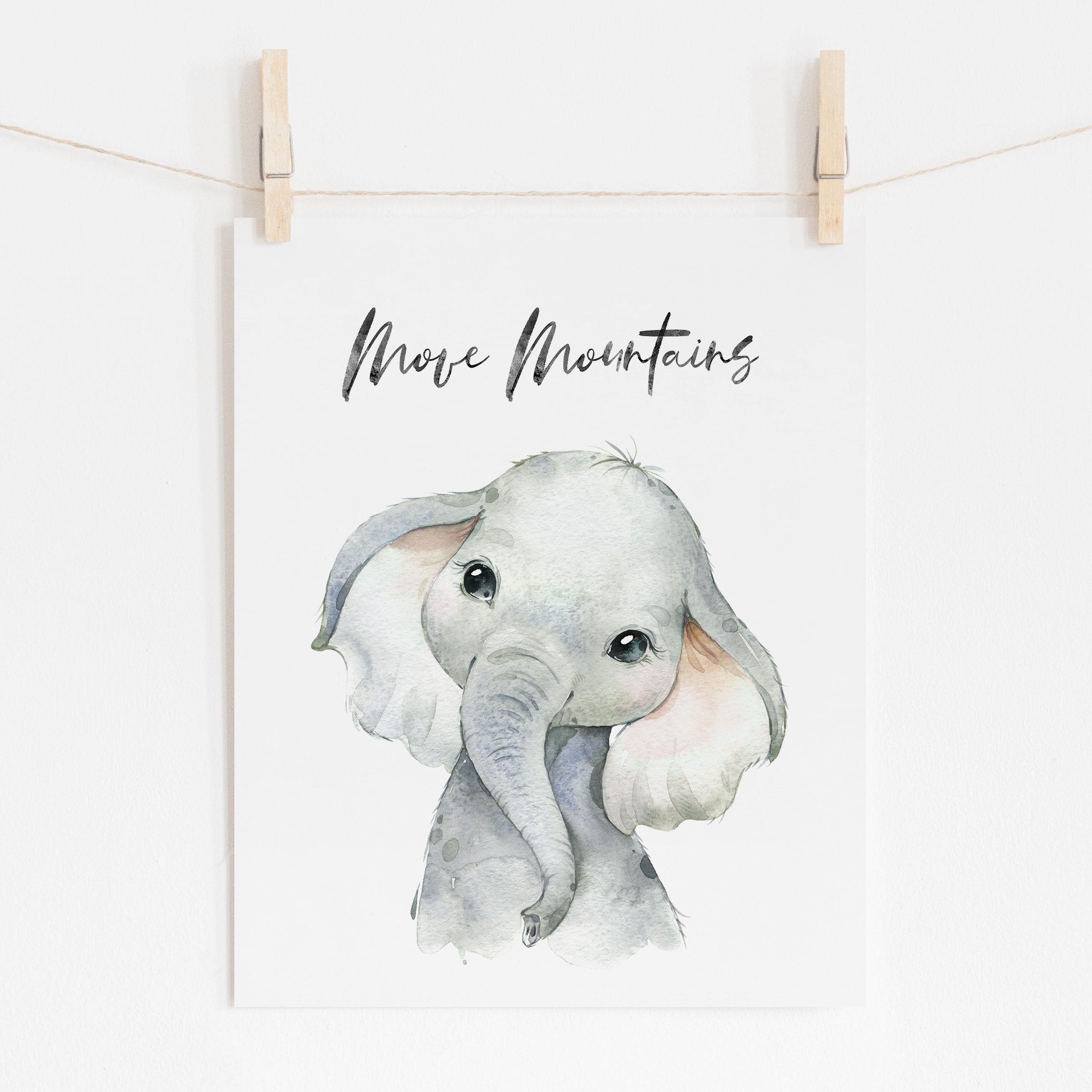 Elephant Nursery Print - Move Mountains