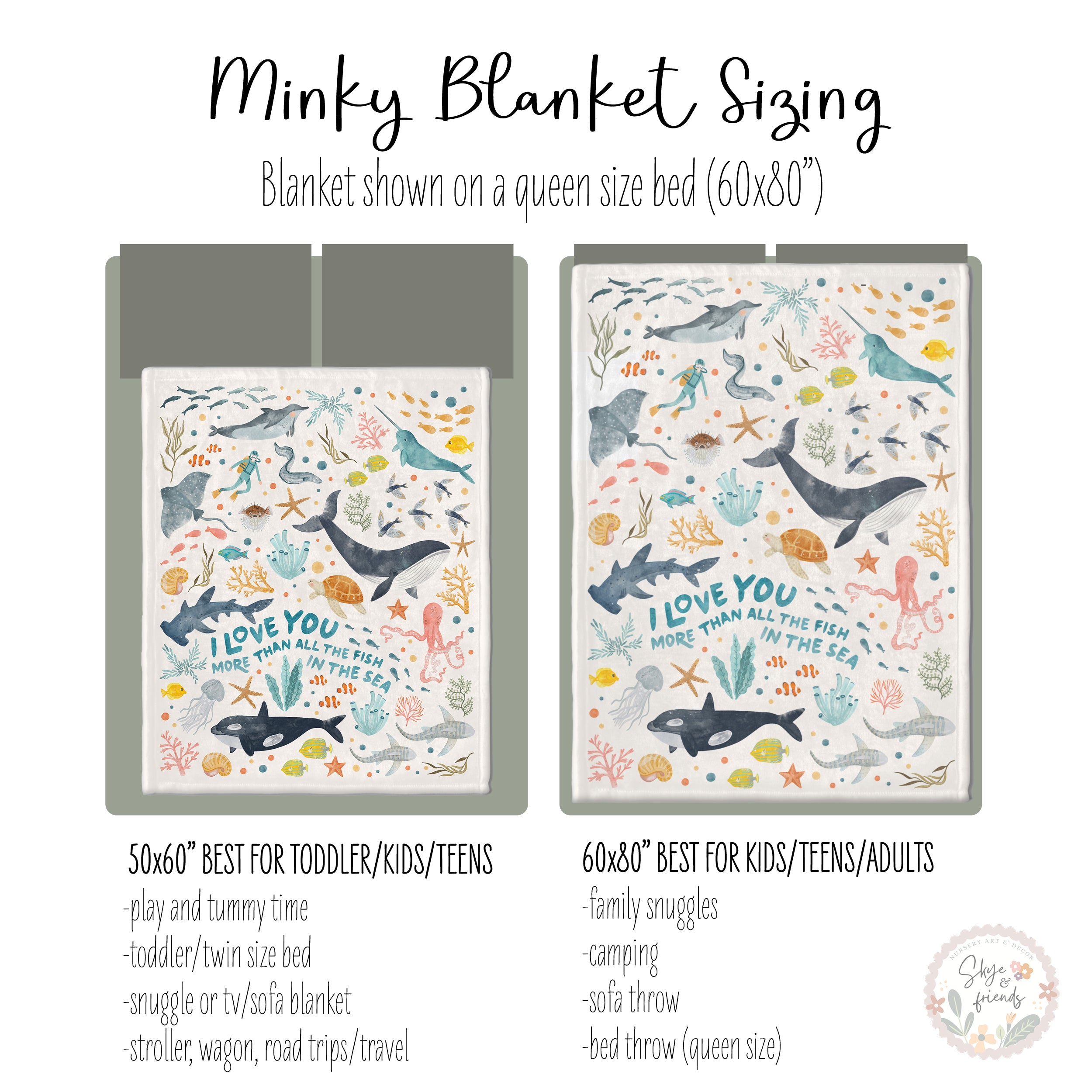 I Love You More than all the Fish in the Sea | Soft Minky Baby Blanket