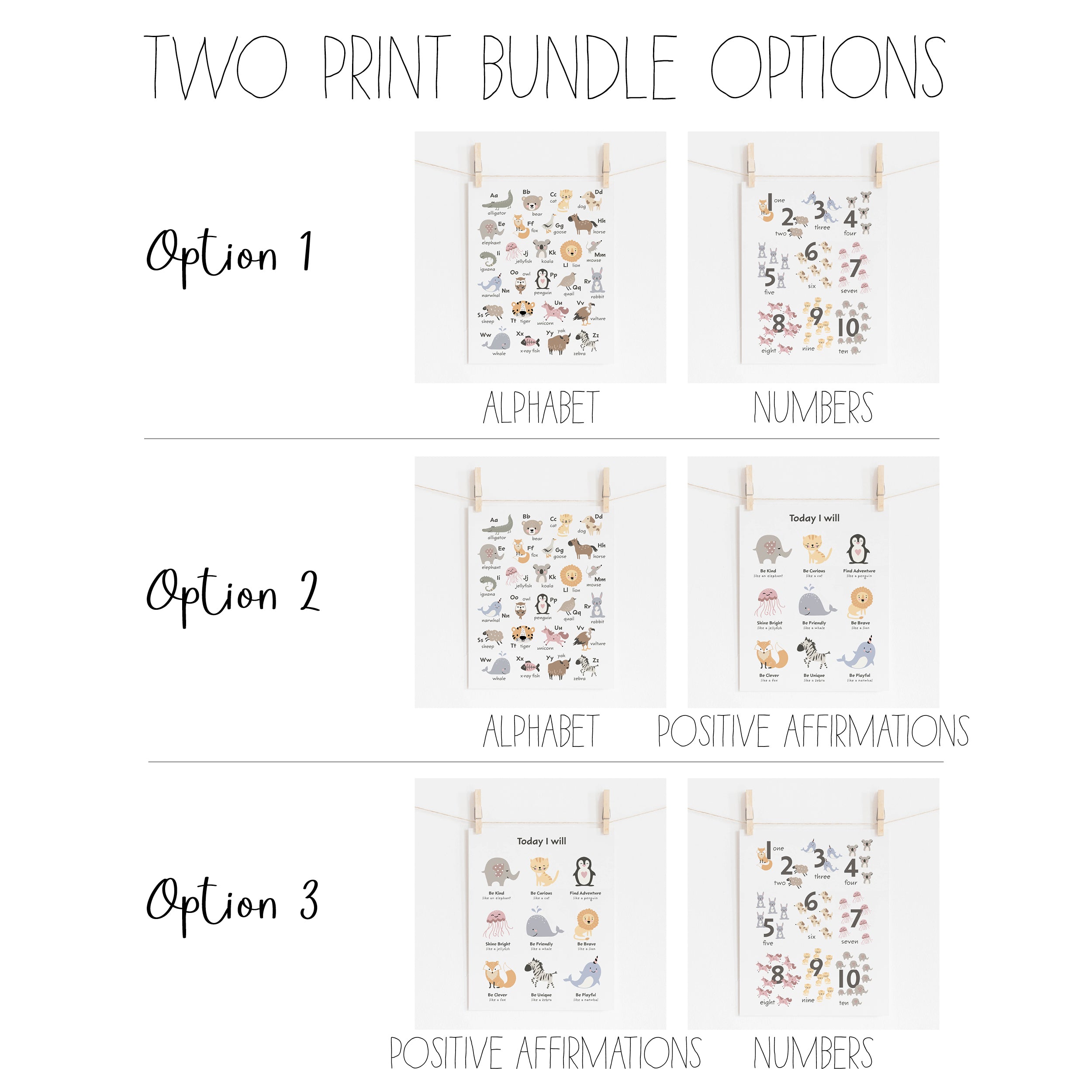 Cute Animals Nursery Prints Bundle Set