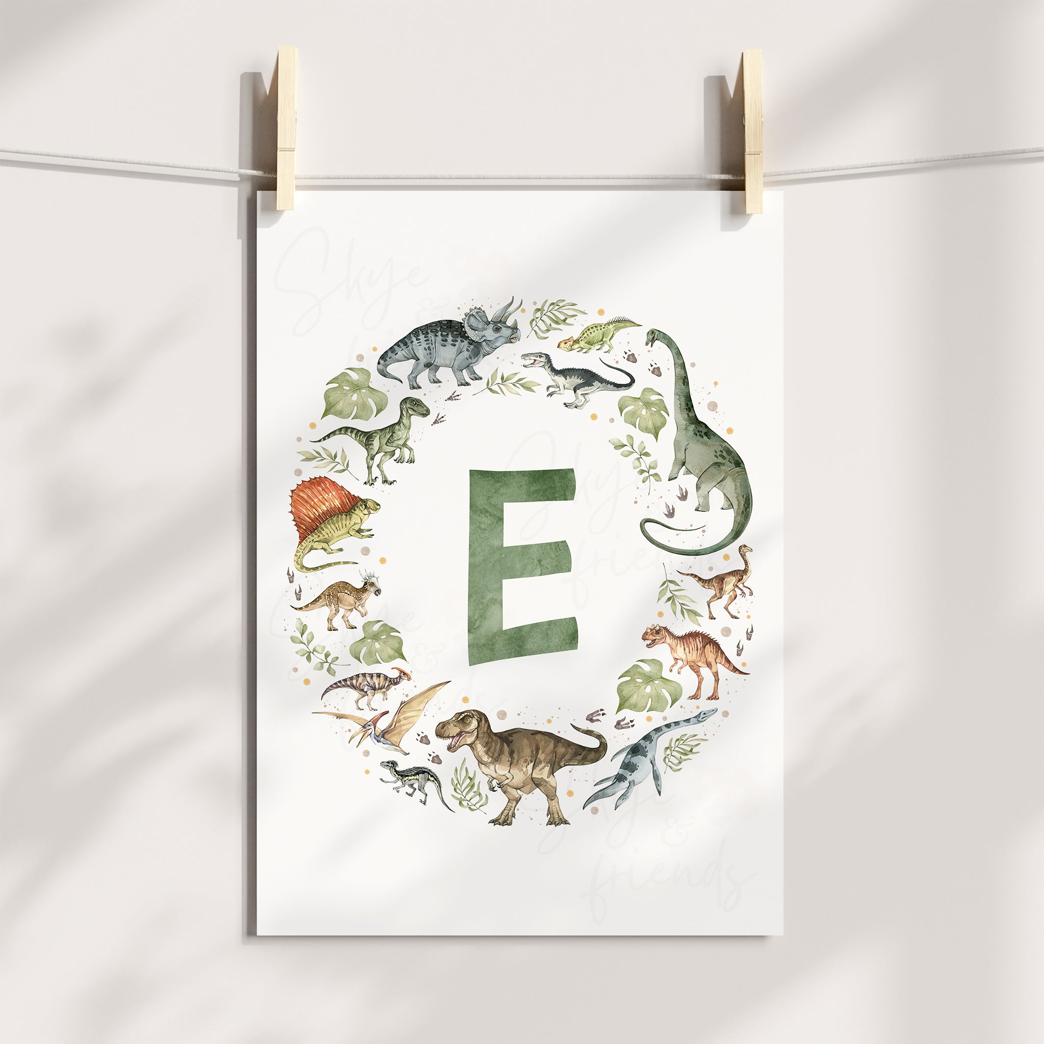 Dinosaurs Monogram Nursery Decor - Green