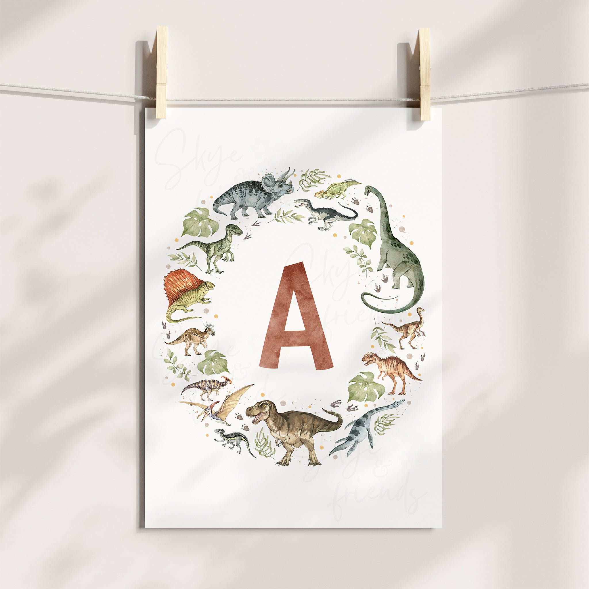 Dinosaurs Monogram Nursery Art - Sienna