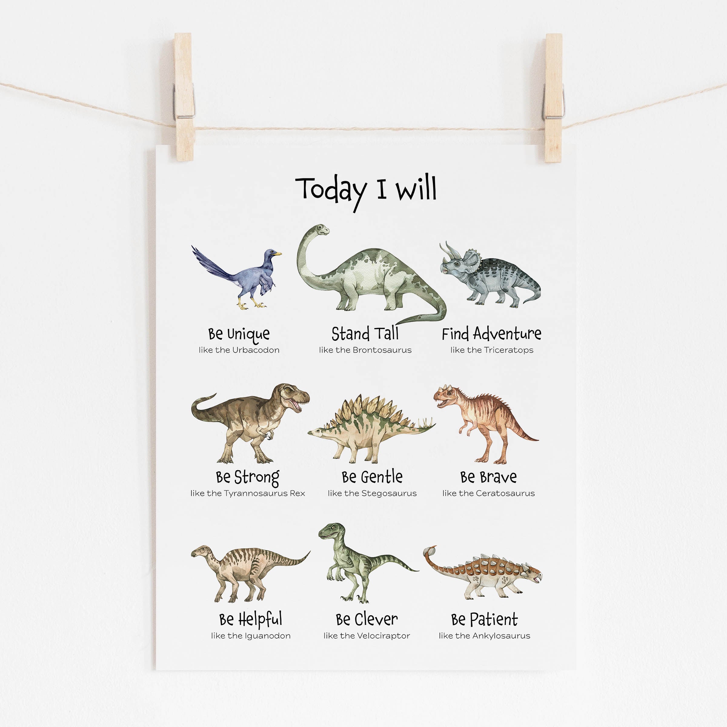 Dinosaurs Positive Affirmations Poster