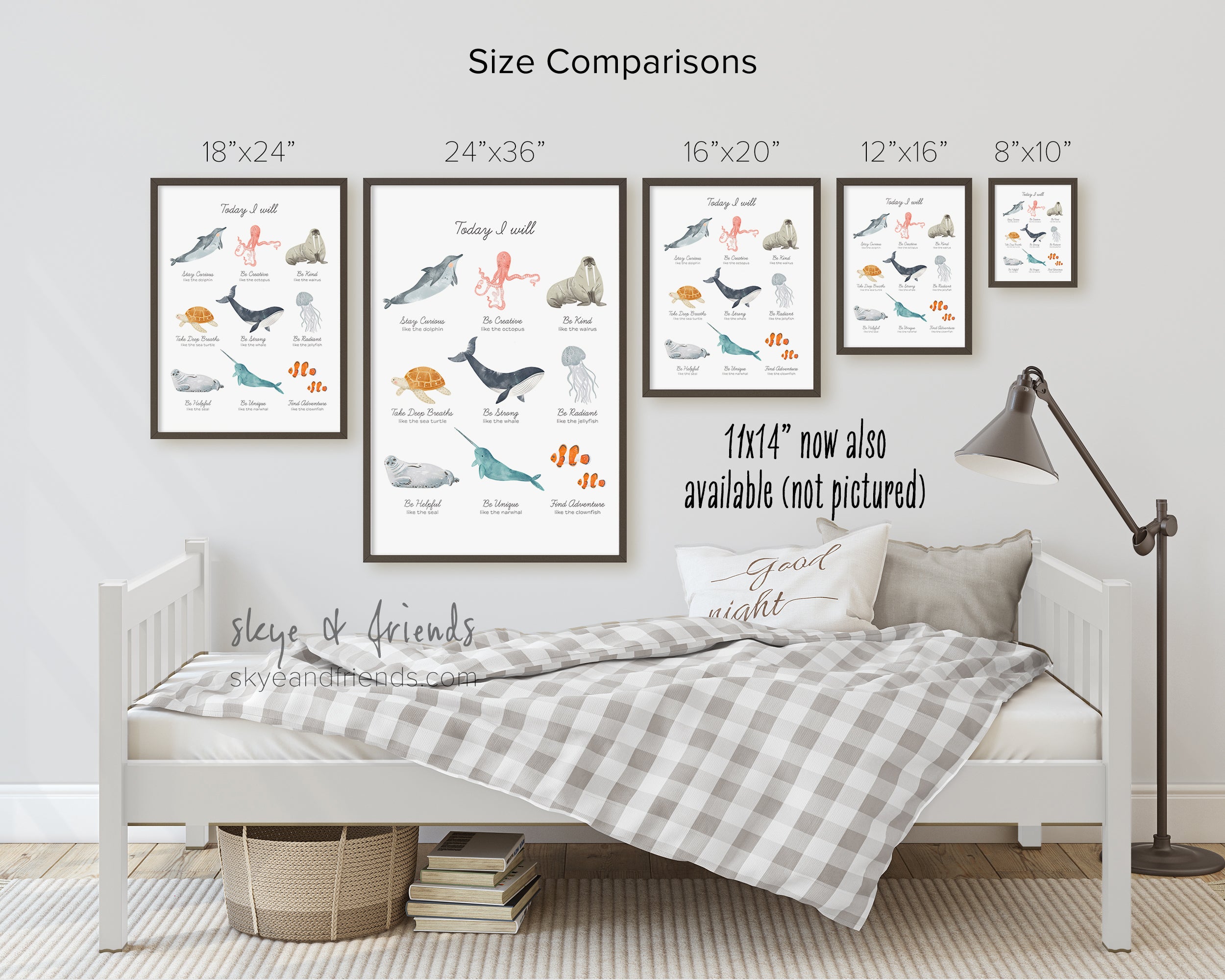 Positive Affirmations Poster with Sea Animals