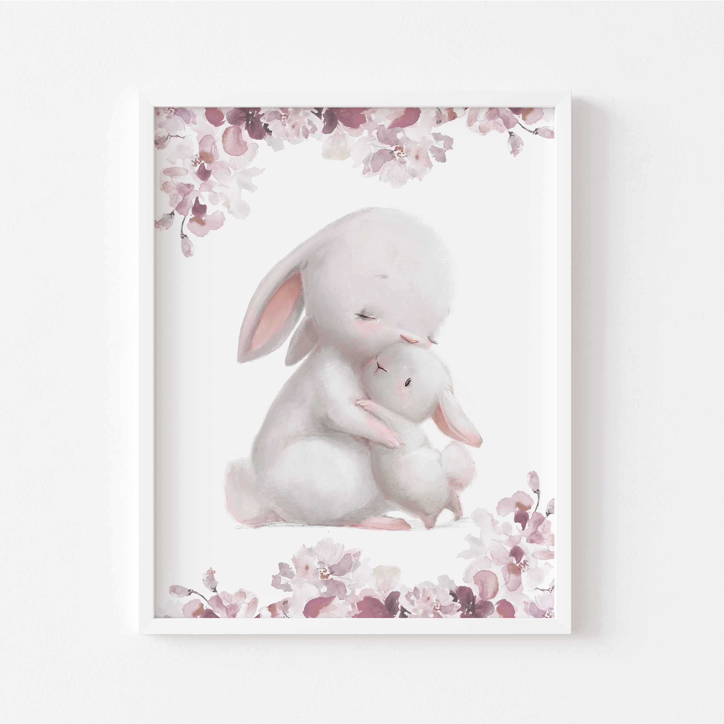 Mommy and Baby Bunny Hugs Personalized Name Poster