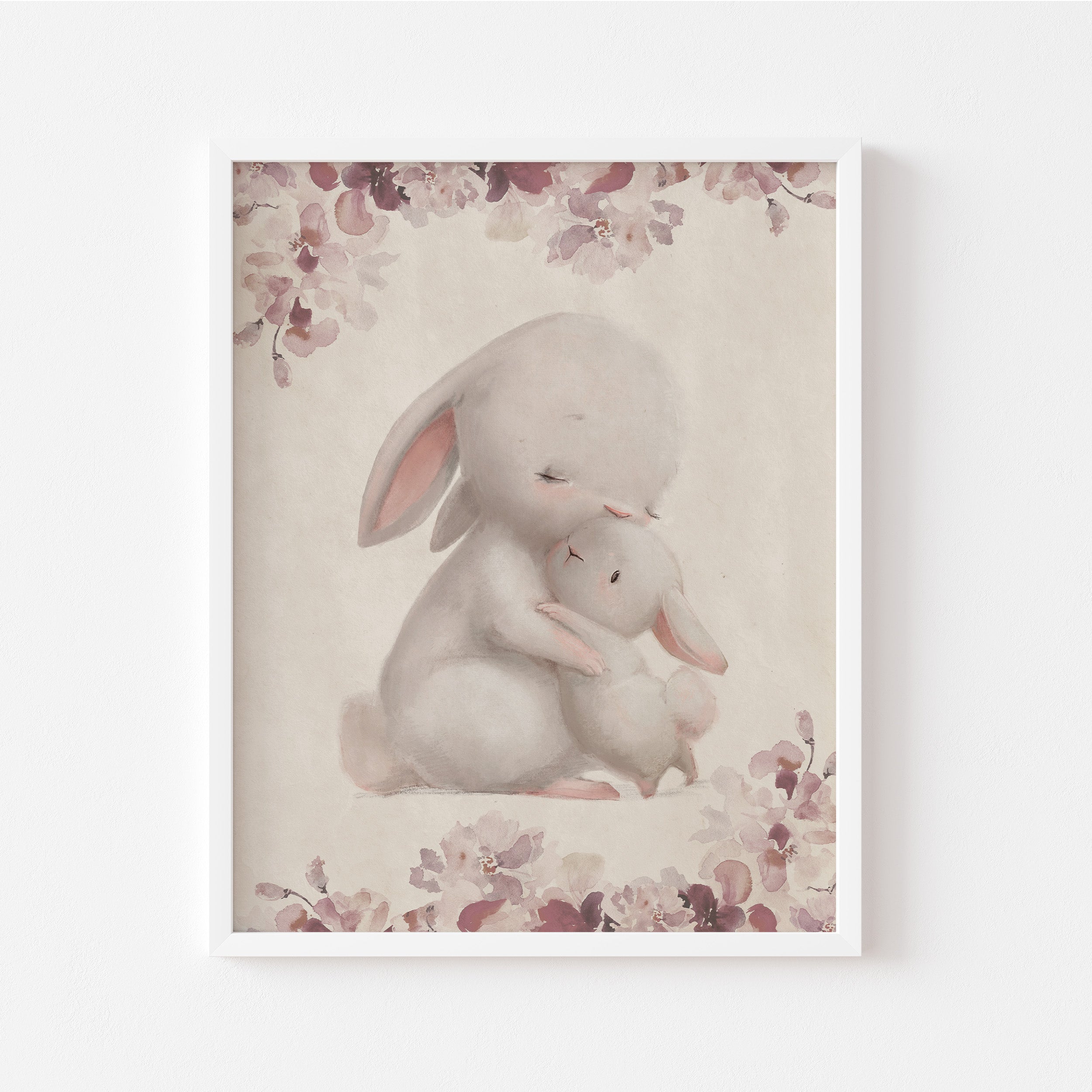 Mommy Baby Bunny Personalized Poster on Vintage Background