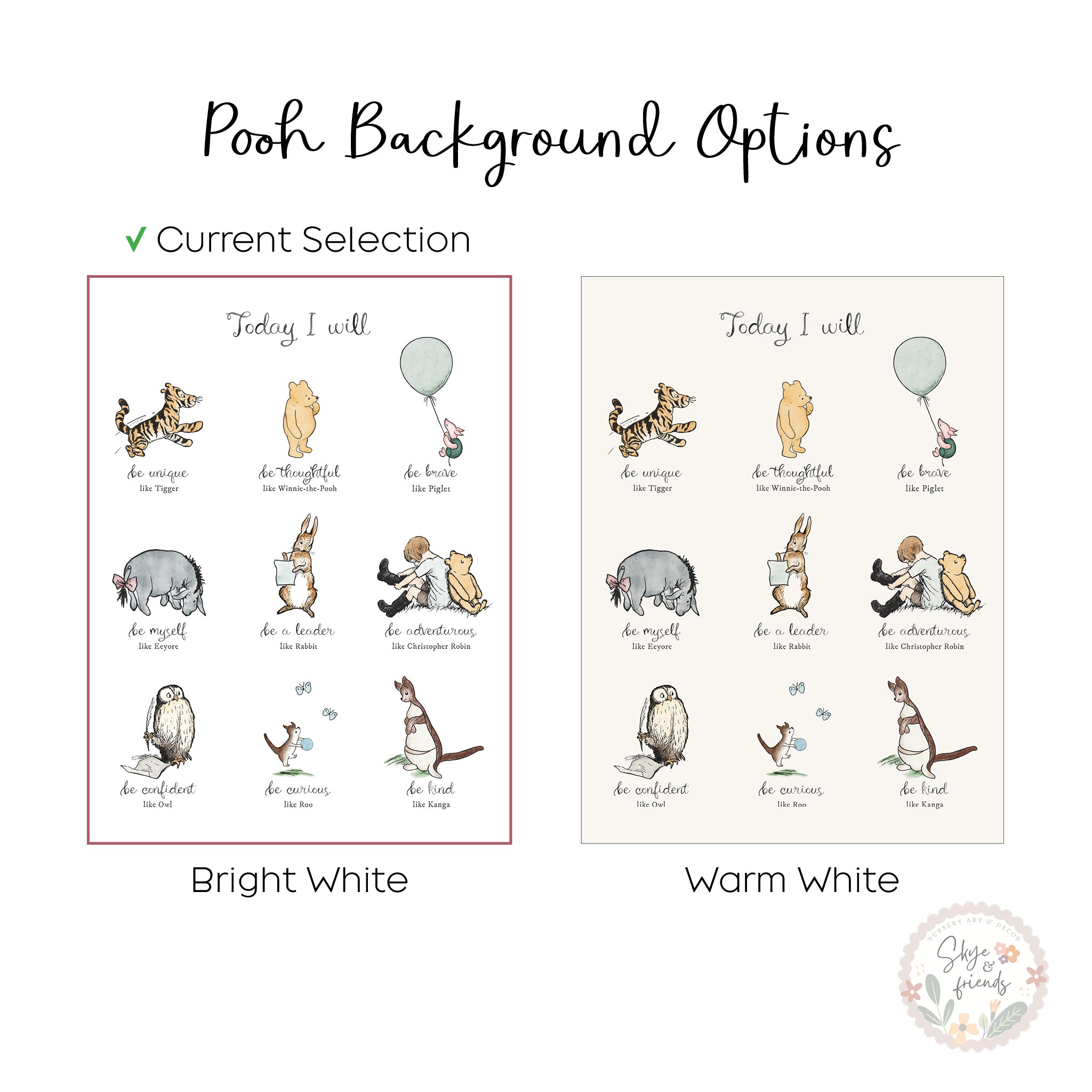 Today I Will Winnie-the-Pooh Nursery Wall Art, Minimal Neutral Style