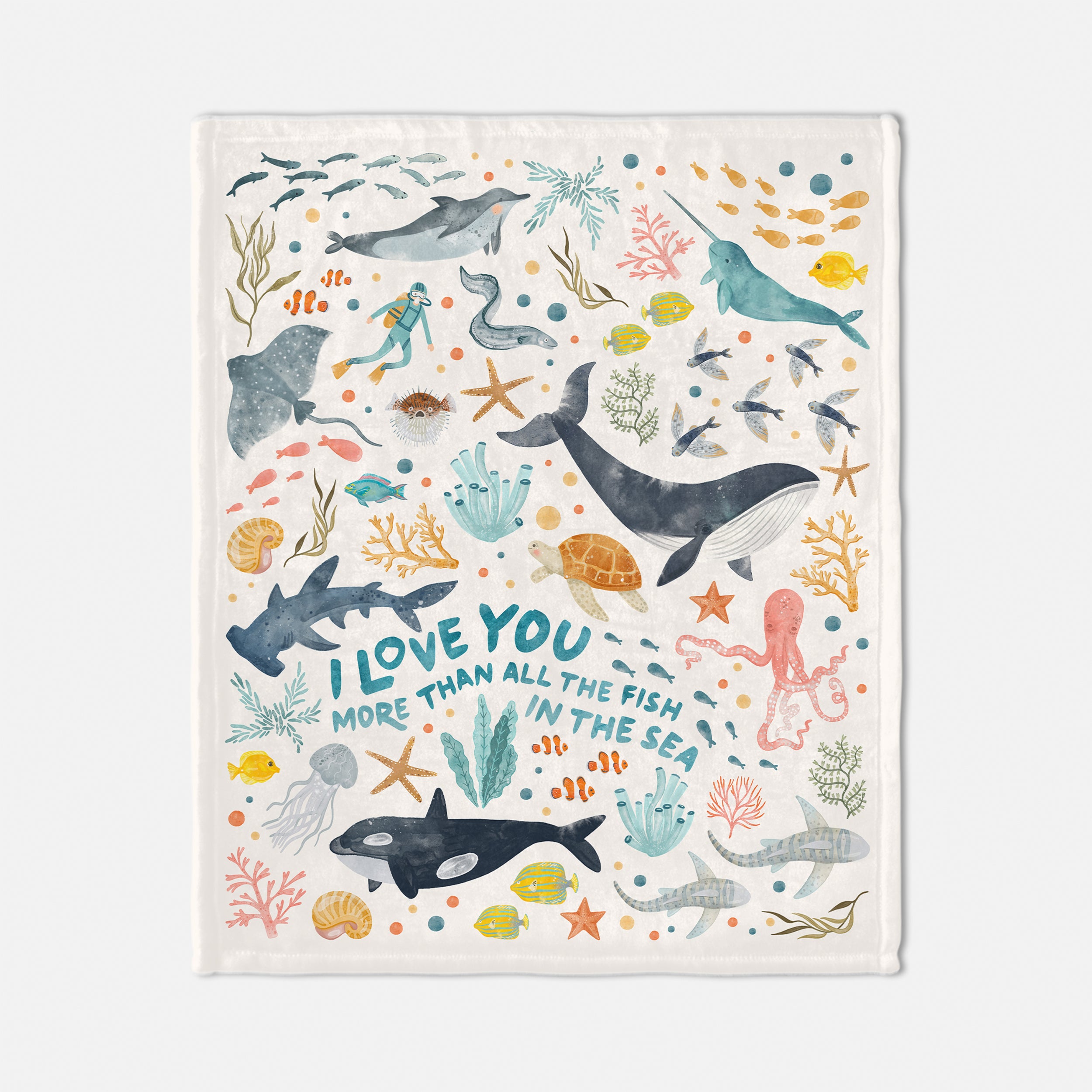 I Love You More than all the Fish in the Sea | Soft Minky Baby Blanket