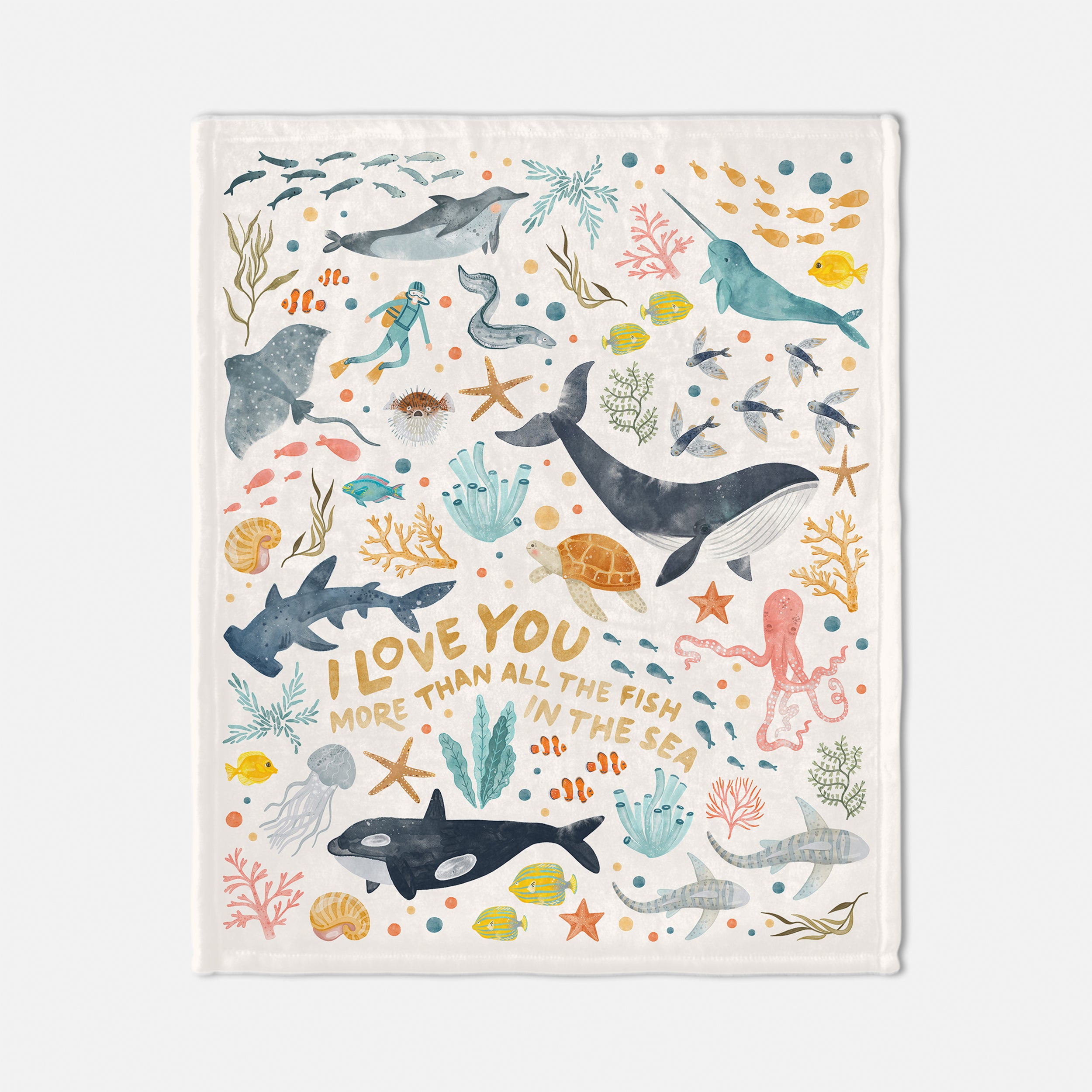 I Love You More than all the Fish in the Sea | Soft Minky Baby Blanket