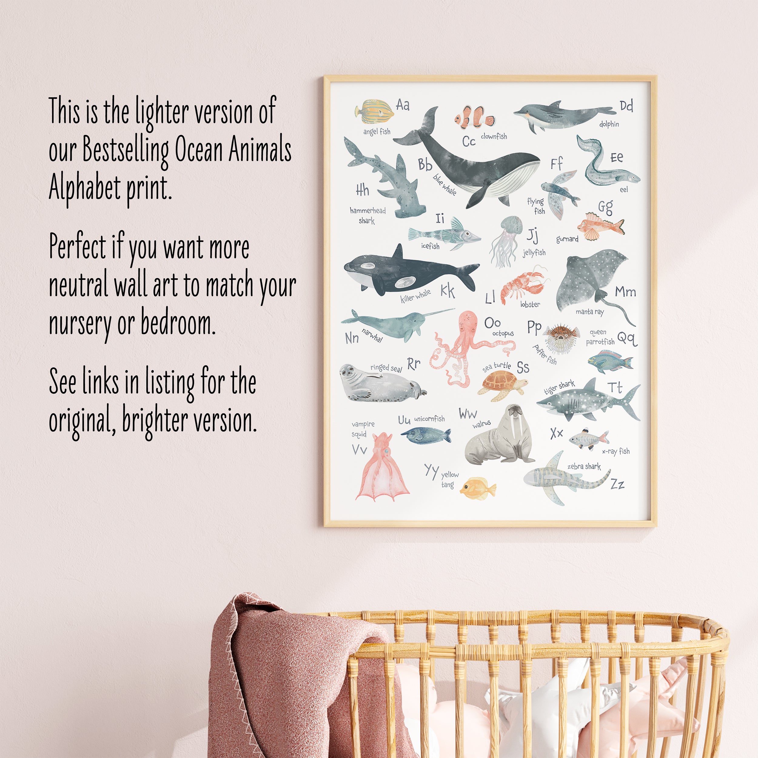 Pastel Sea Animals Alphabet Poster