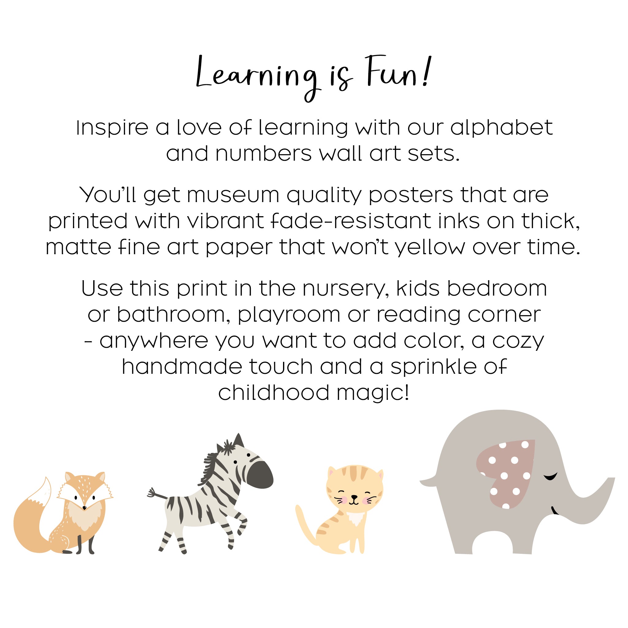 Cute Animals Nursery Prints Bundle Set