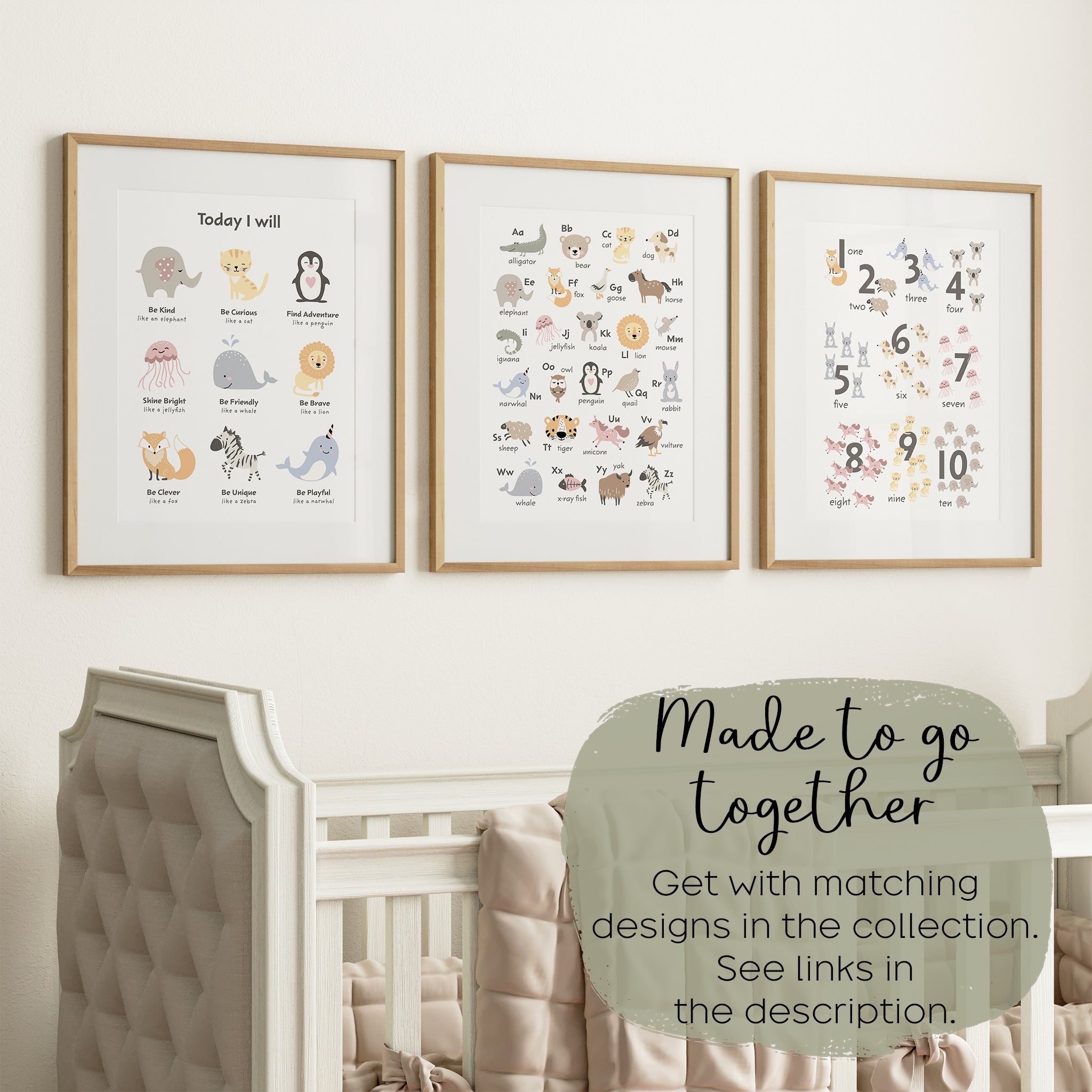 Cute Animal Alphabet Poster For Nurseries and Playrooms