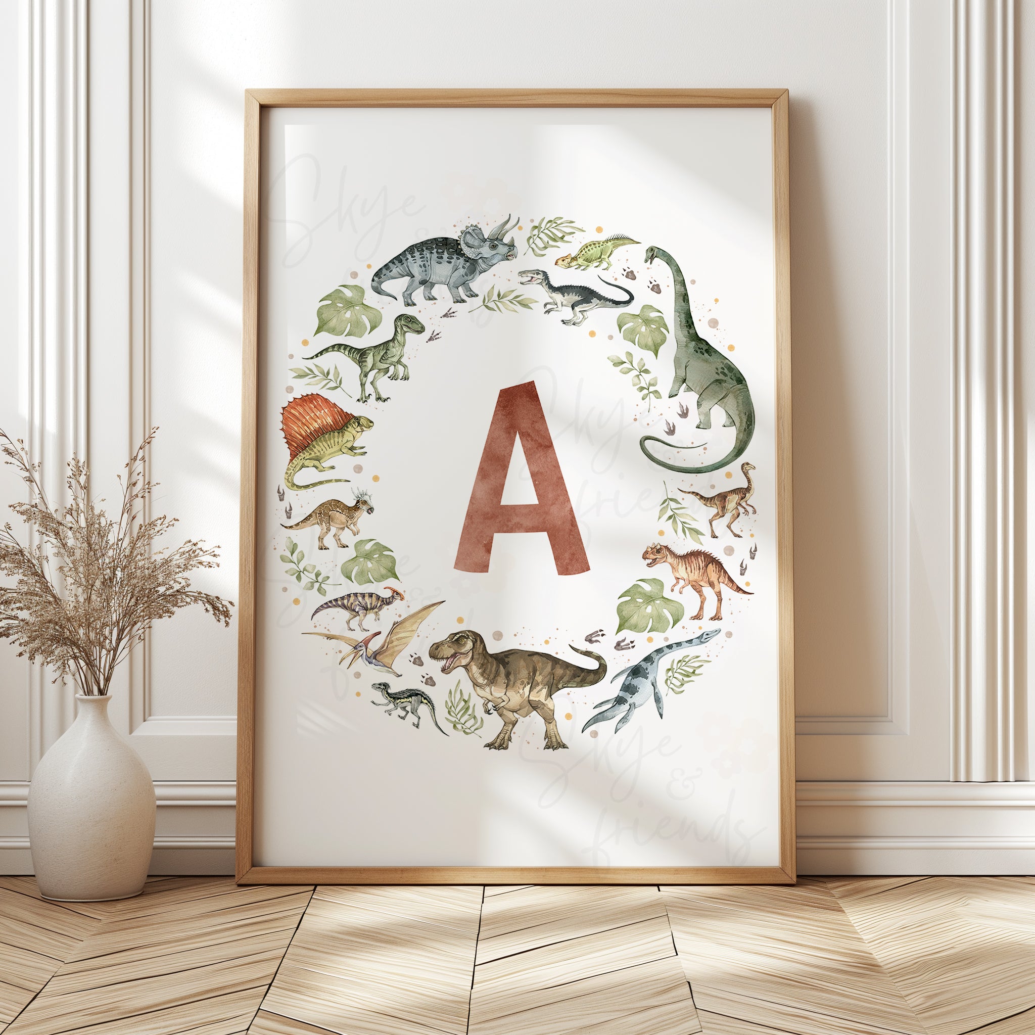 Dinosaurs Monogram Nursery Art - Sienna