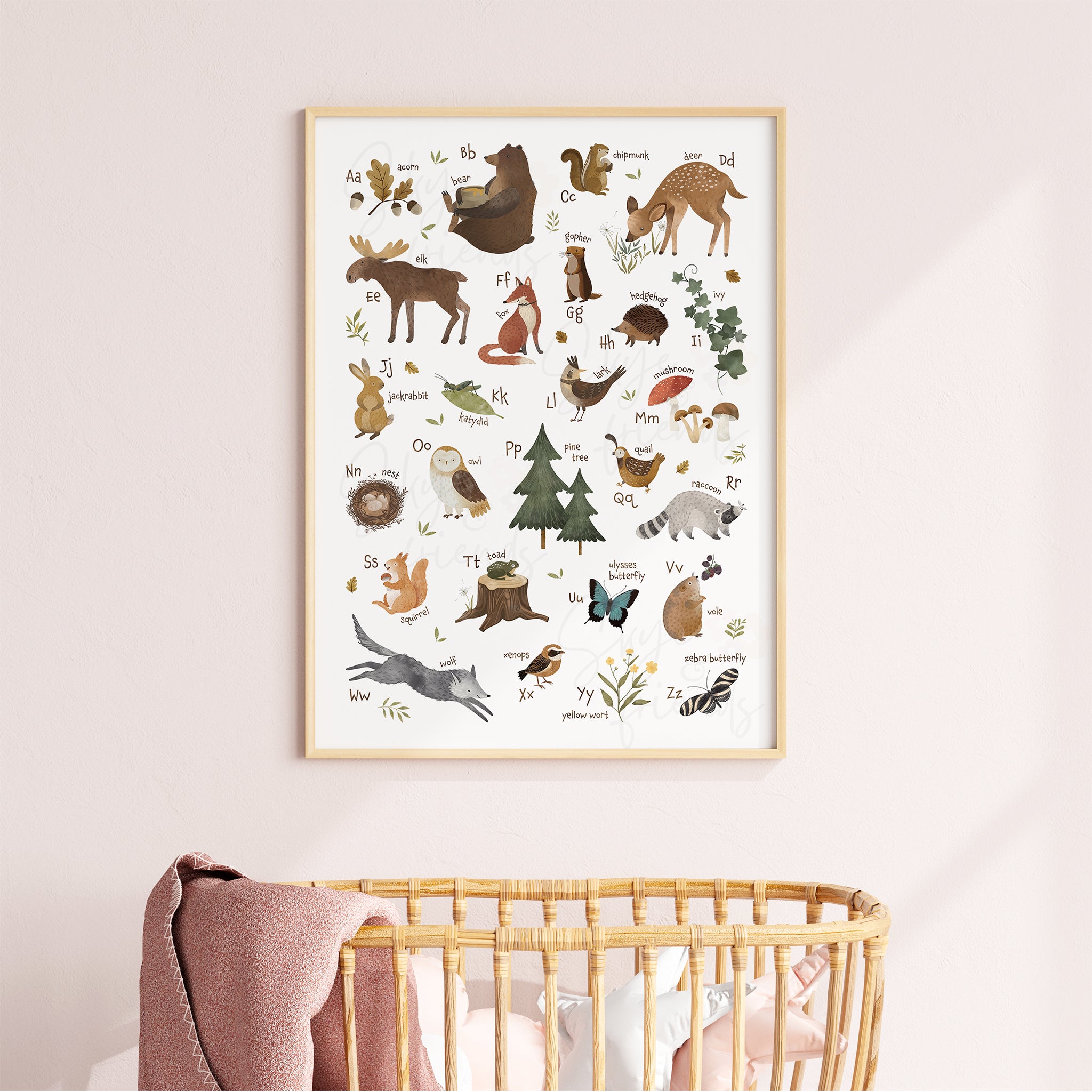 Woodland Themed Alphabet Nursery Wall Art