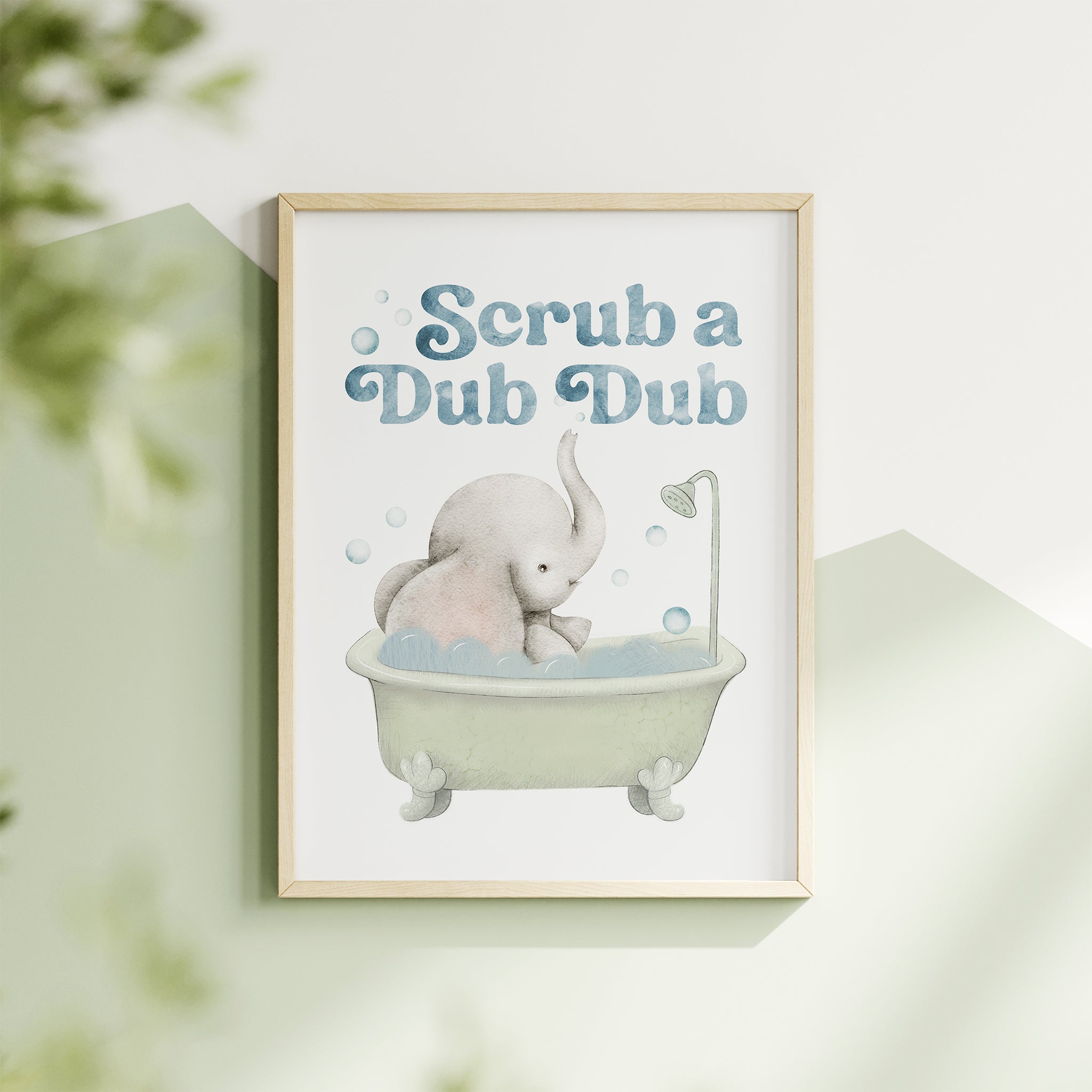 Elephant in Bathtub Print, Kids Safari Bathroom Wall Art