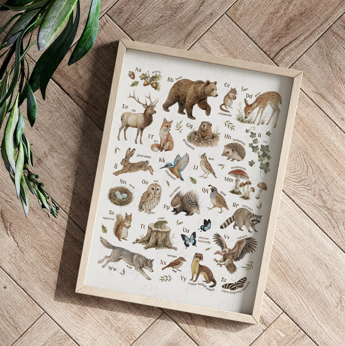 Modern Woodland Nursery Wall Art  - Alphabet