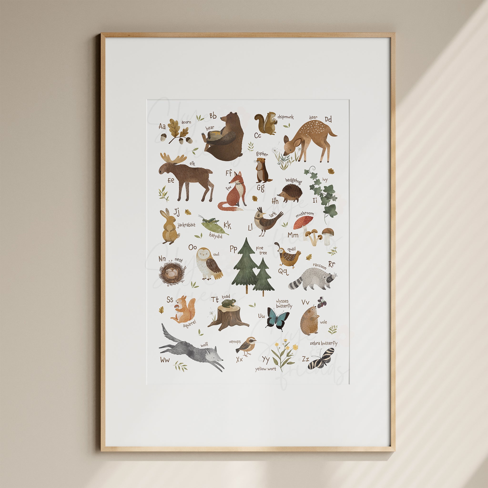 Woodland Themed Alphabet Nursery Wall Art