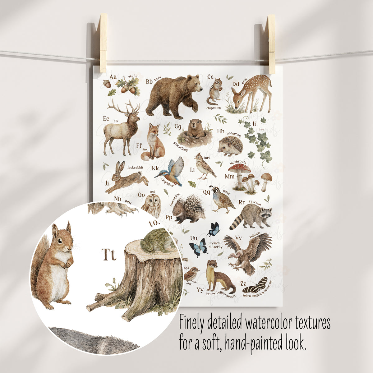 Modern Woodland Nursery Wall Art  - Alphabet