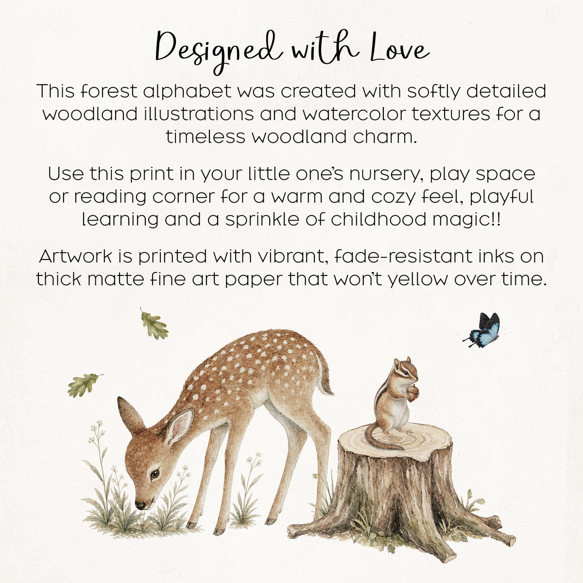 Modern Woodland Nursery Wall Art  - Alphabet