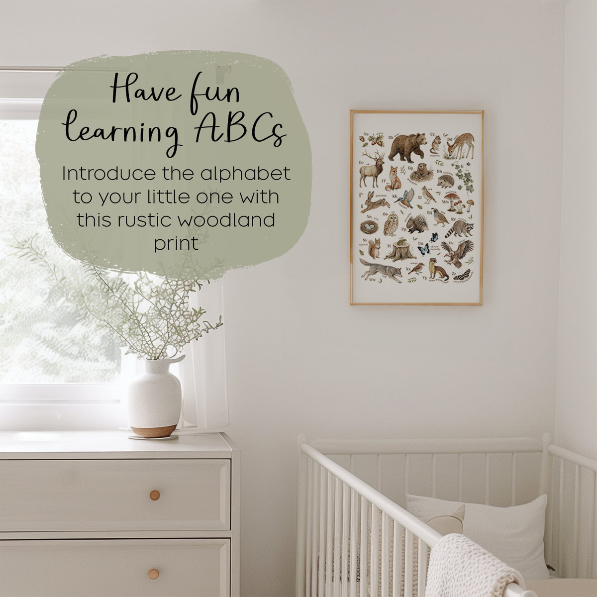 Modern Woodland Nursery Wall Art  - Alphabet
