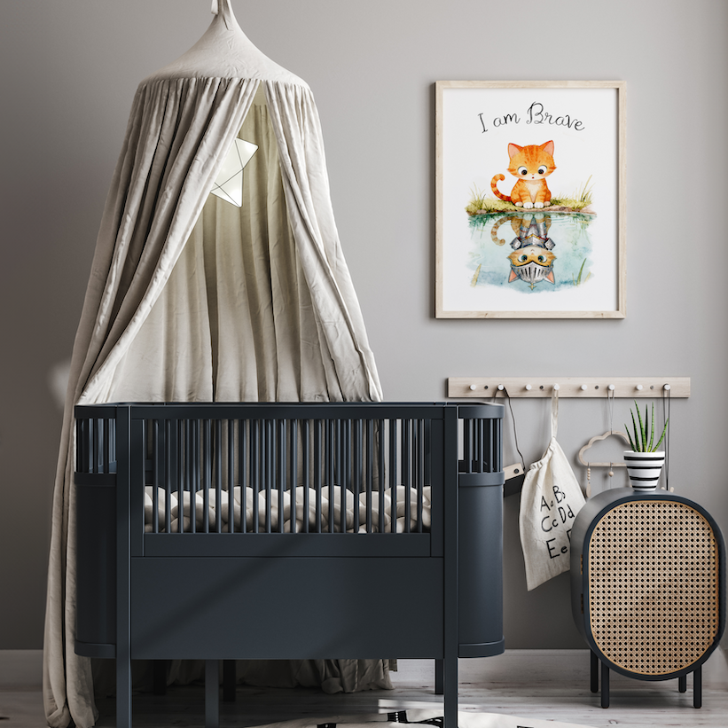 Cat Nursery Animal Print - I am Brave