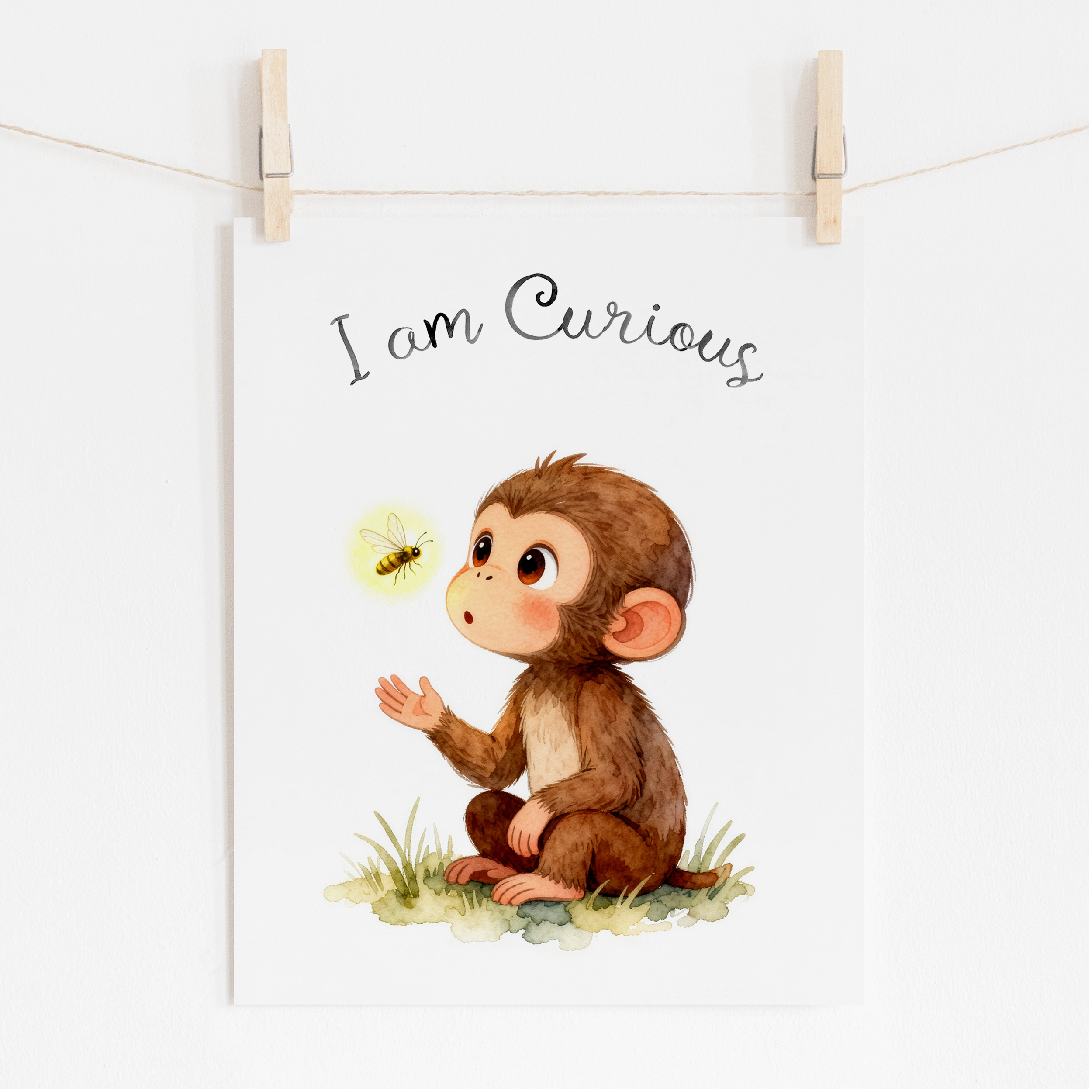 Monkey Nursery Animal Print - I am Curious