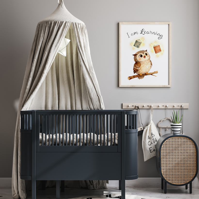 Owl Nursery Animal Print - I am Learning