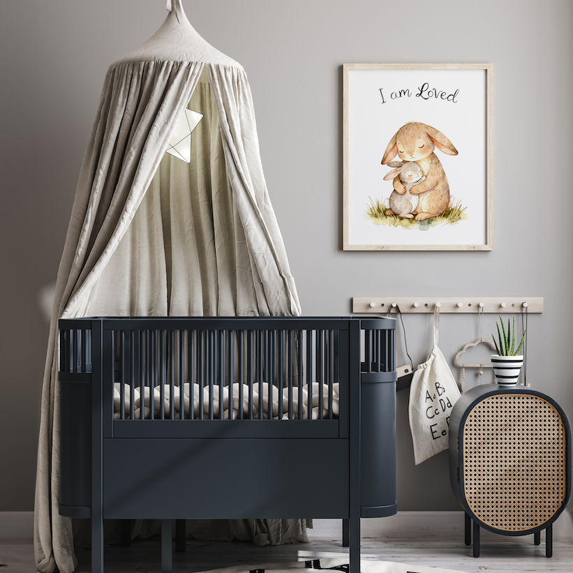 Bunny Nursery Animal Print - I am Loved