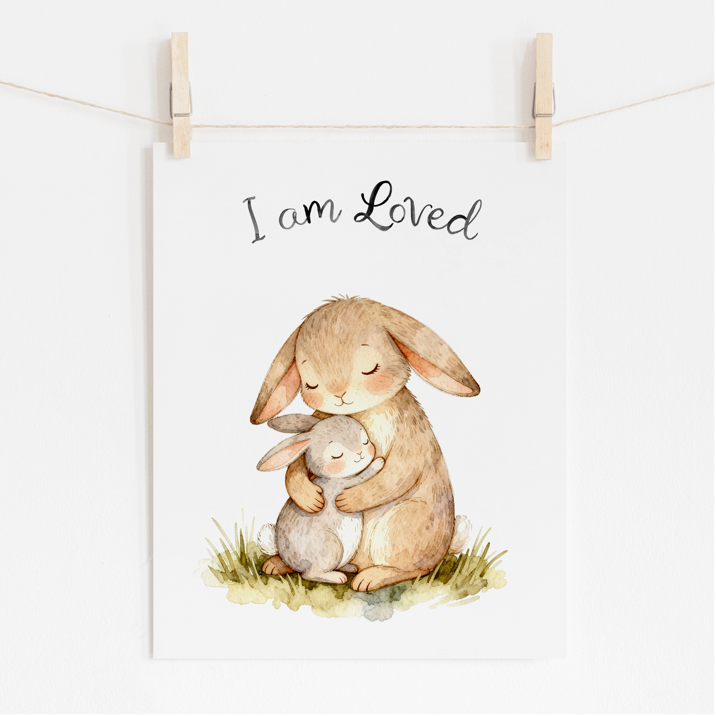 Bunny Nursery Animal Print - I am Loved