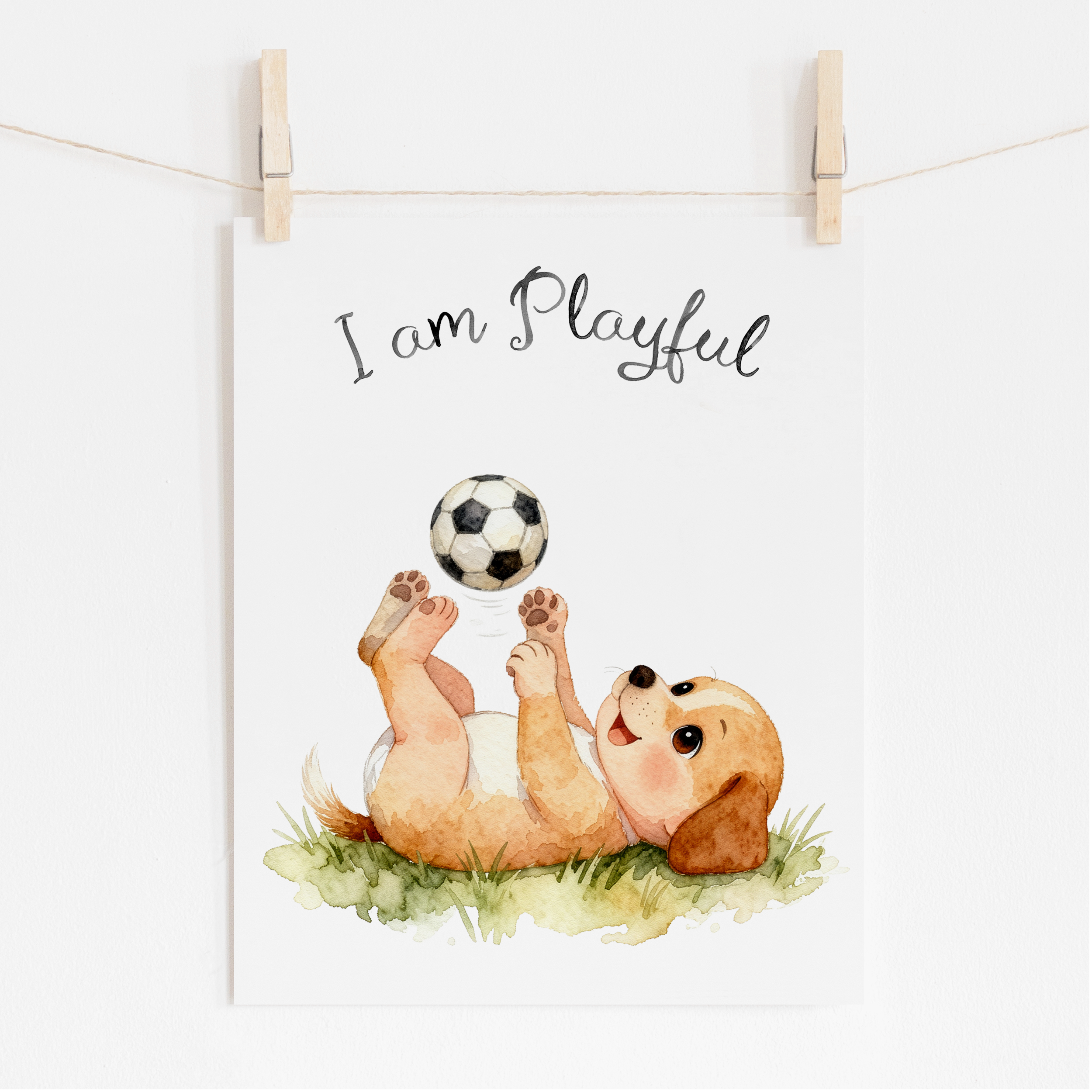 Dog Nursery Animal Print - I am Playful