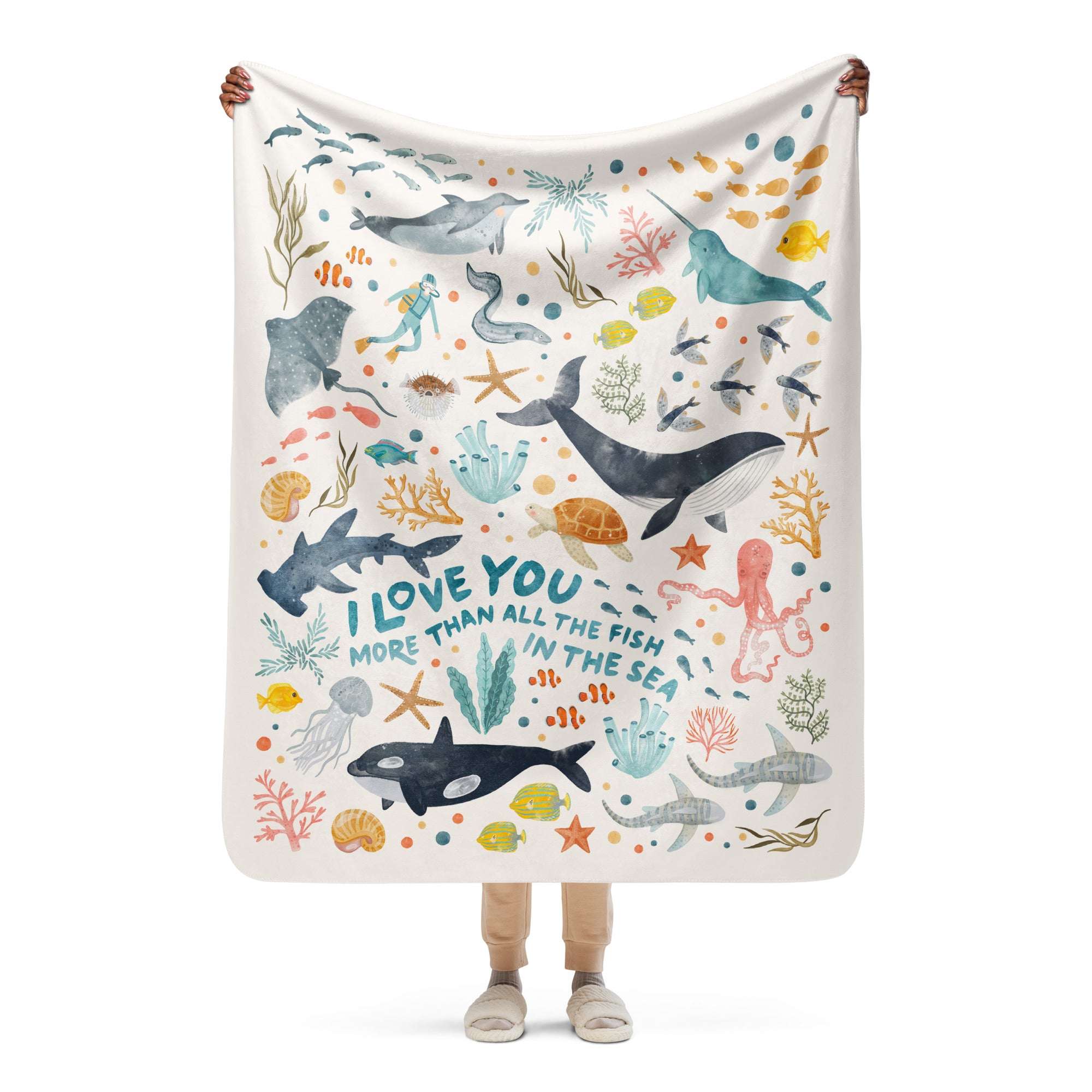 I Love You More than all the Fish in the Sea | Plush Sherpa Baby Blanket