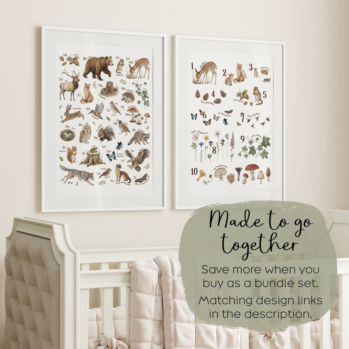 Modern Woodland Nursery Wall Art  - Alphabet