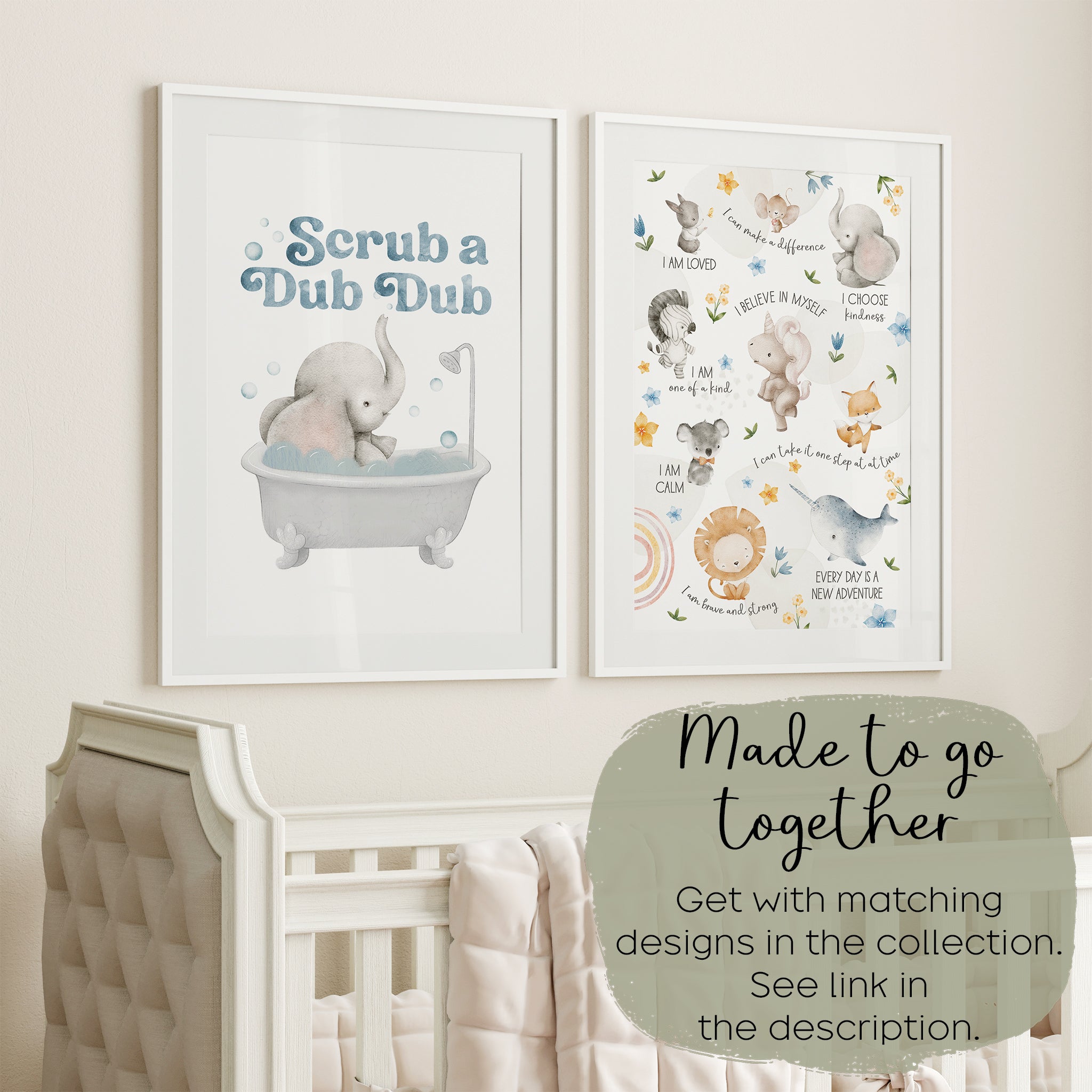 Elephant in Bathtub Print, Kids Safari Bathroom Wall Art