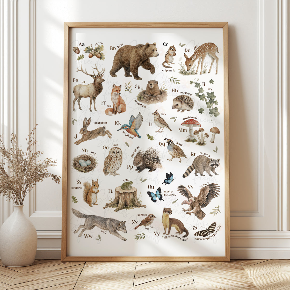 Modern Woodland Nursery Wall Art  - Alphabet