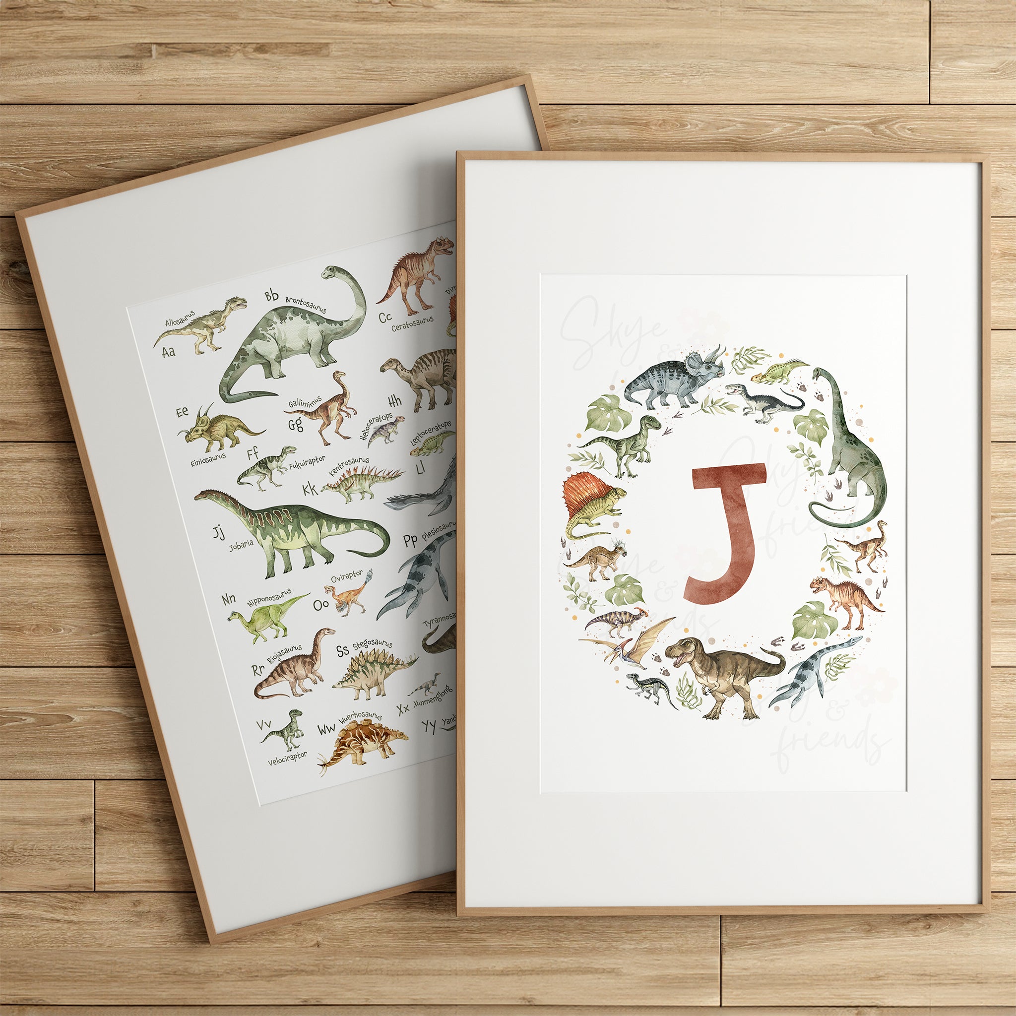 Dinosaurs Monogram Nursery Art - Sienna