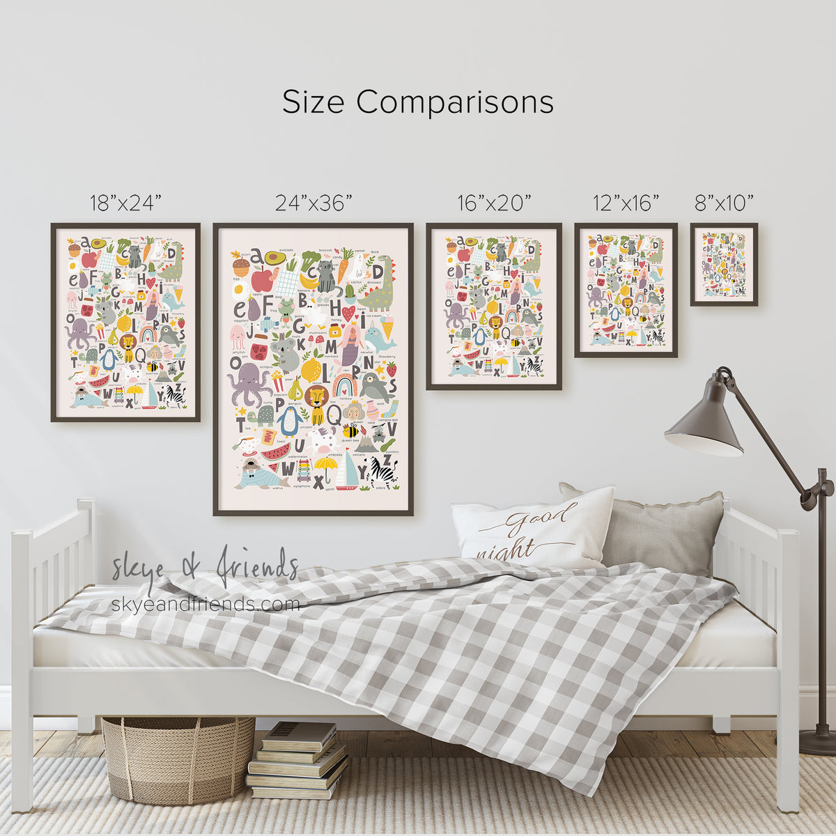 ABC Alphabet Collage Poster with Light Beige Background