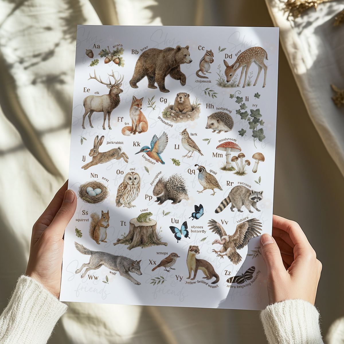 Modern Woodland Nursery Wall Art  - Alphabet