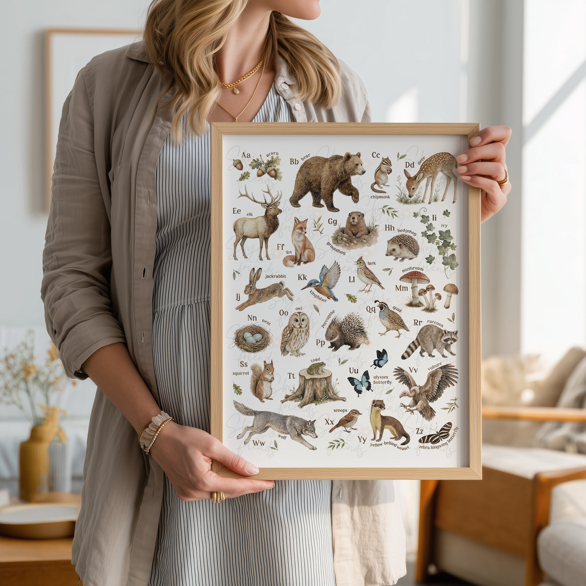 Modern Woodland Nursery Wall Art  - Alphabet