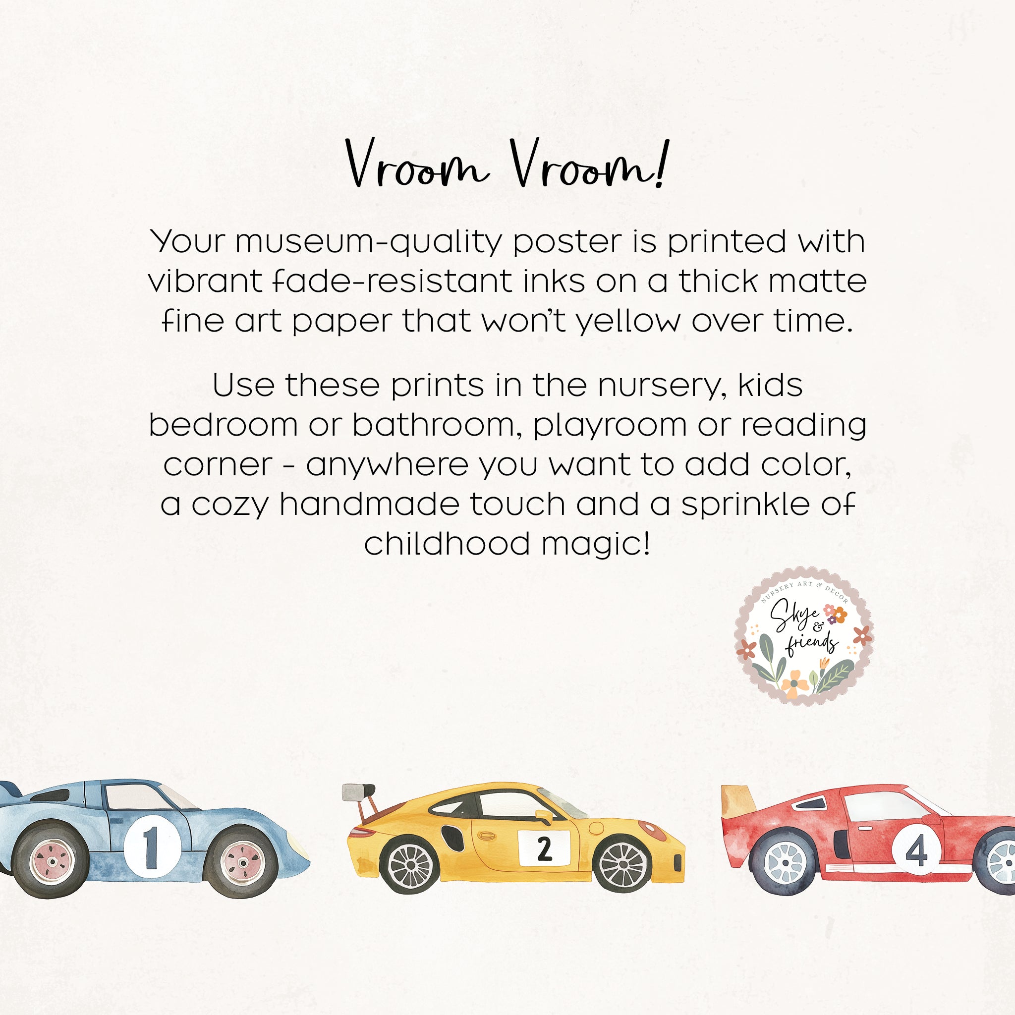 Race Cars Nursery Monogram Print