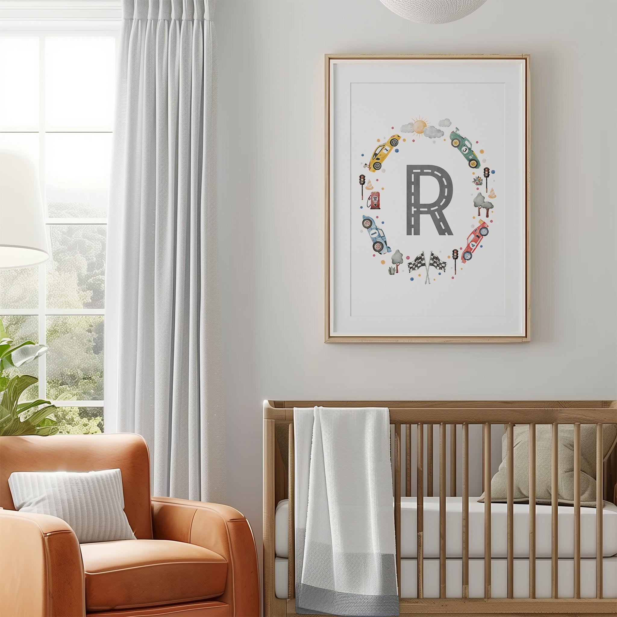 Race Cars Nursery Monogram Print