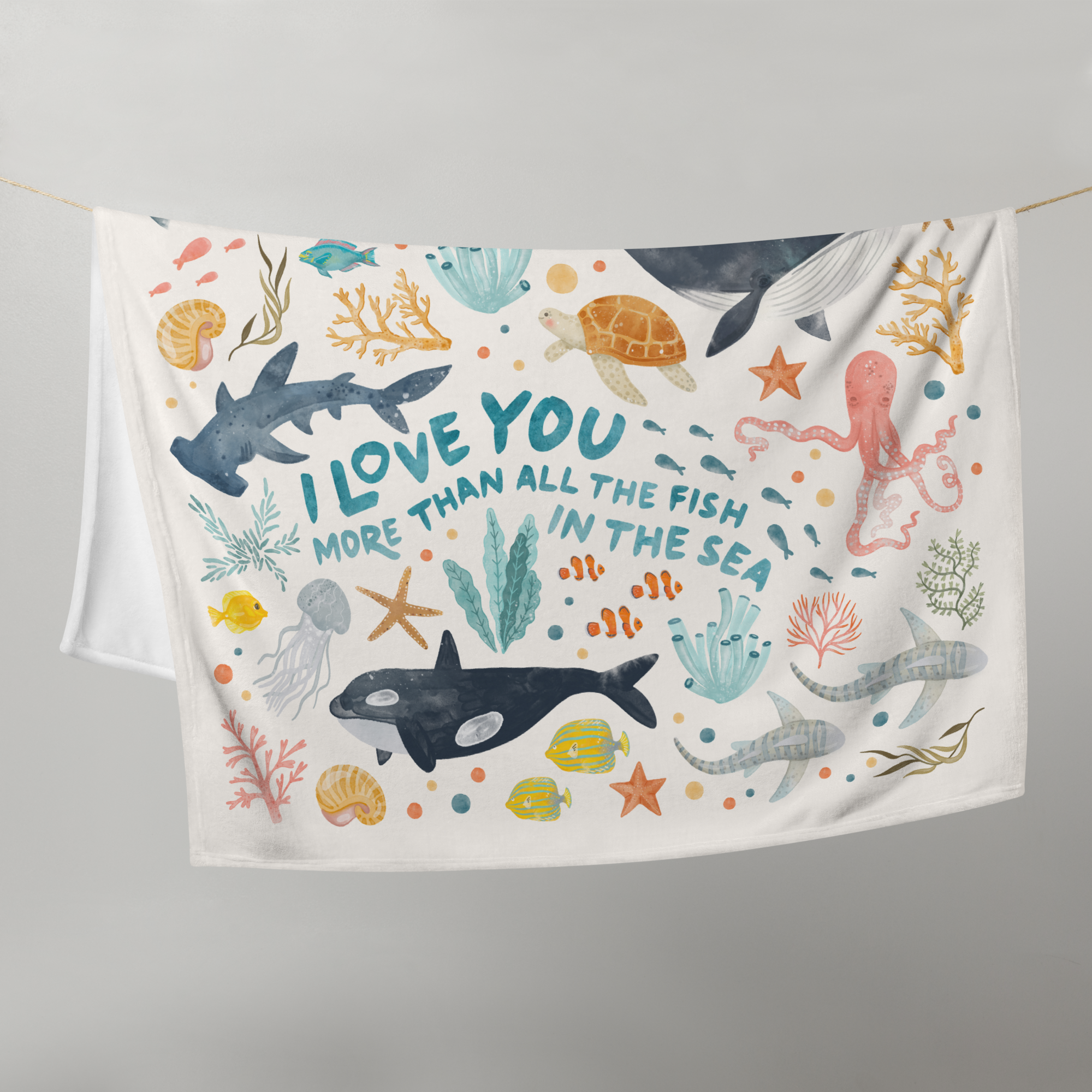 I Love You More than all the Fish in the Sea | Soft Minky Baby Blanket